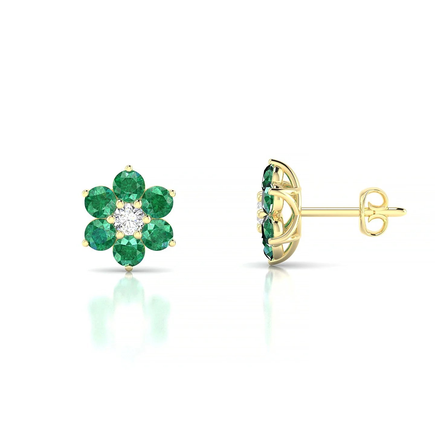 Bloom | 18k Yellow Gold 2.5 mm Round Emerald Earrings