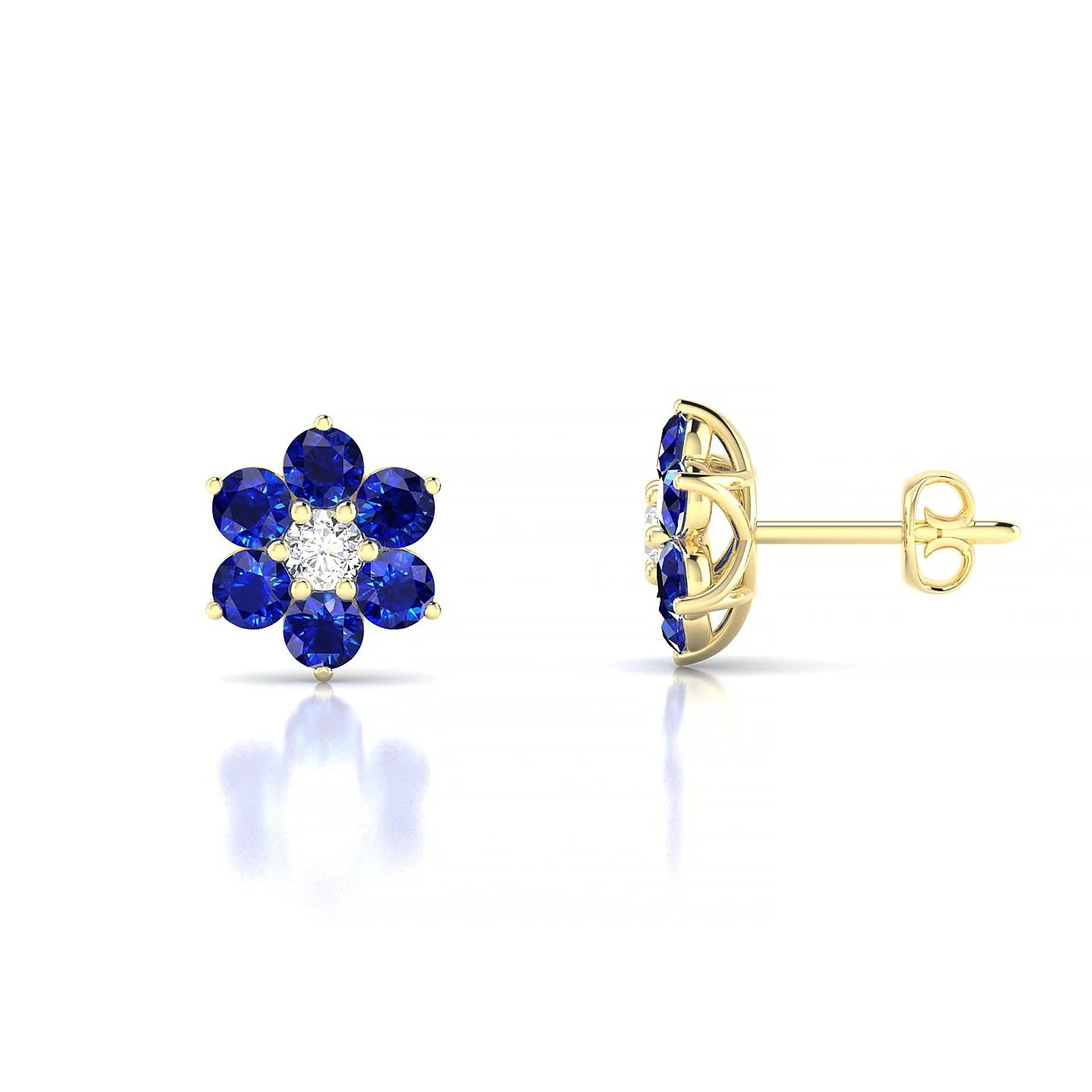 Bloom | 18k Yellow Gold 2.5 mm Round Sapphire Earrings