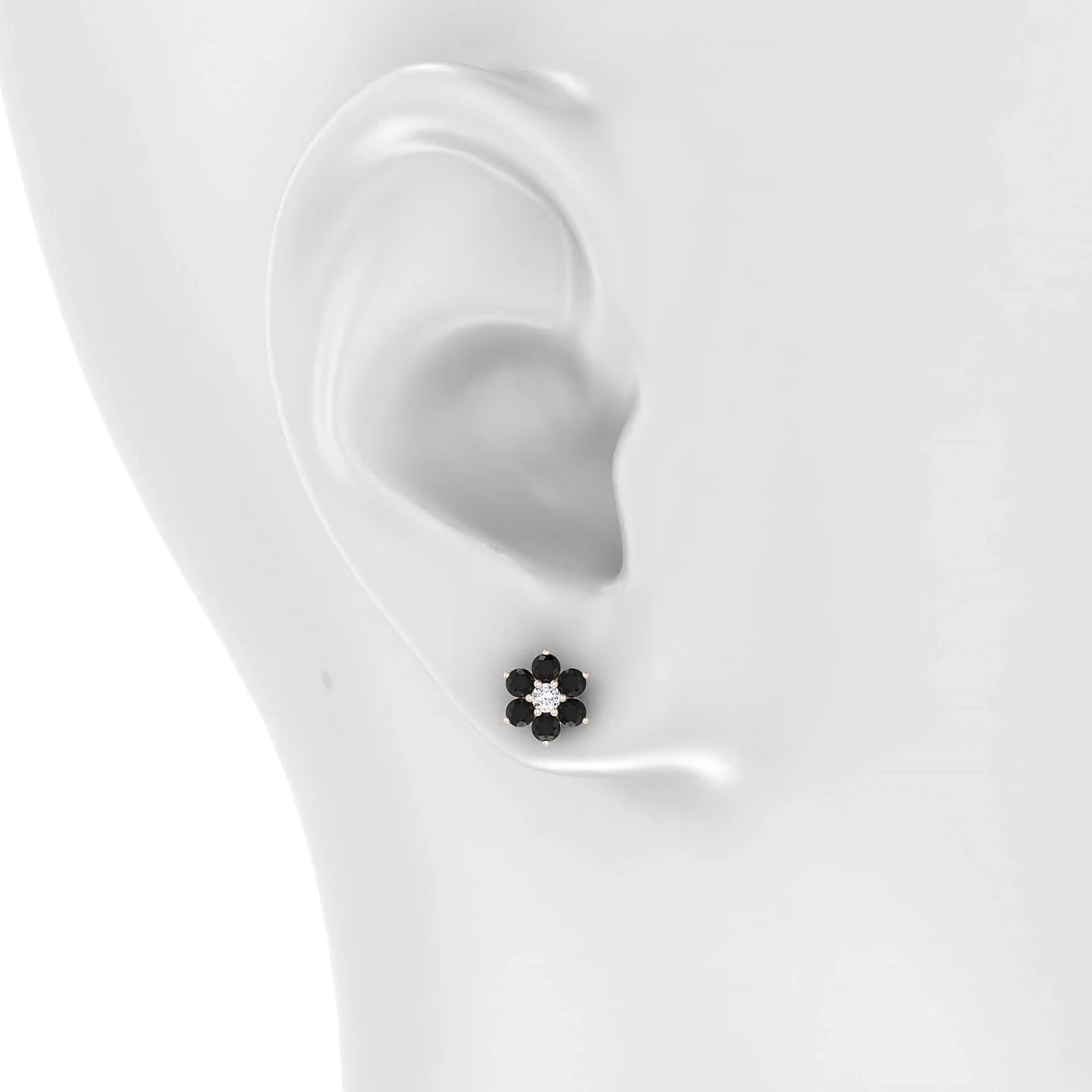Bloom | 18k Rose Gold 2.5 mm Round Black Diamond Earrings