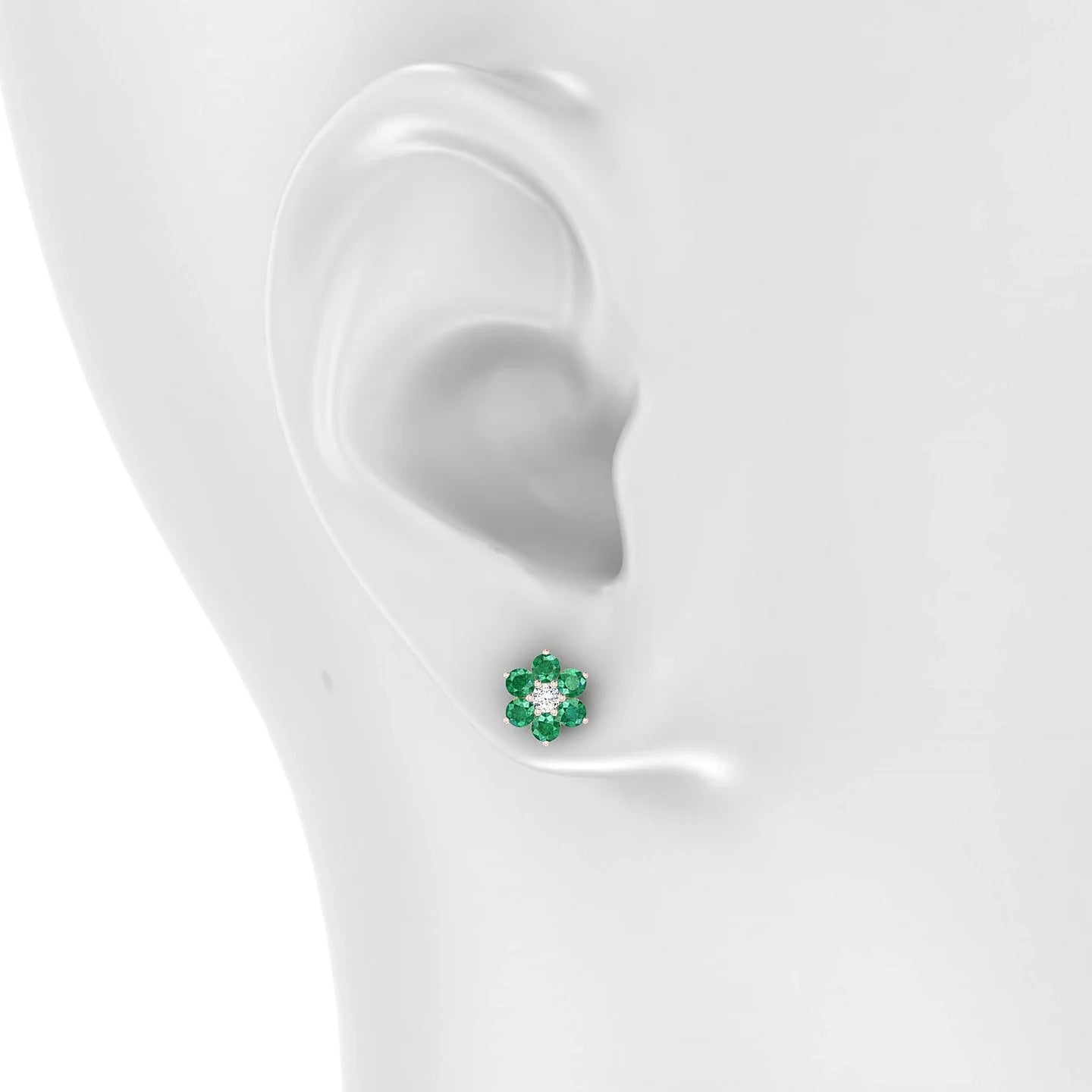 Bloom | 18k Rose Gold 2.5 mm Round Emerald Earrings