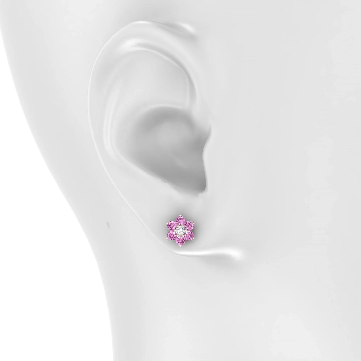 Bloom | 18k Rose Gold 2.5 mm Round Pink Sapphire Earrings