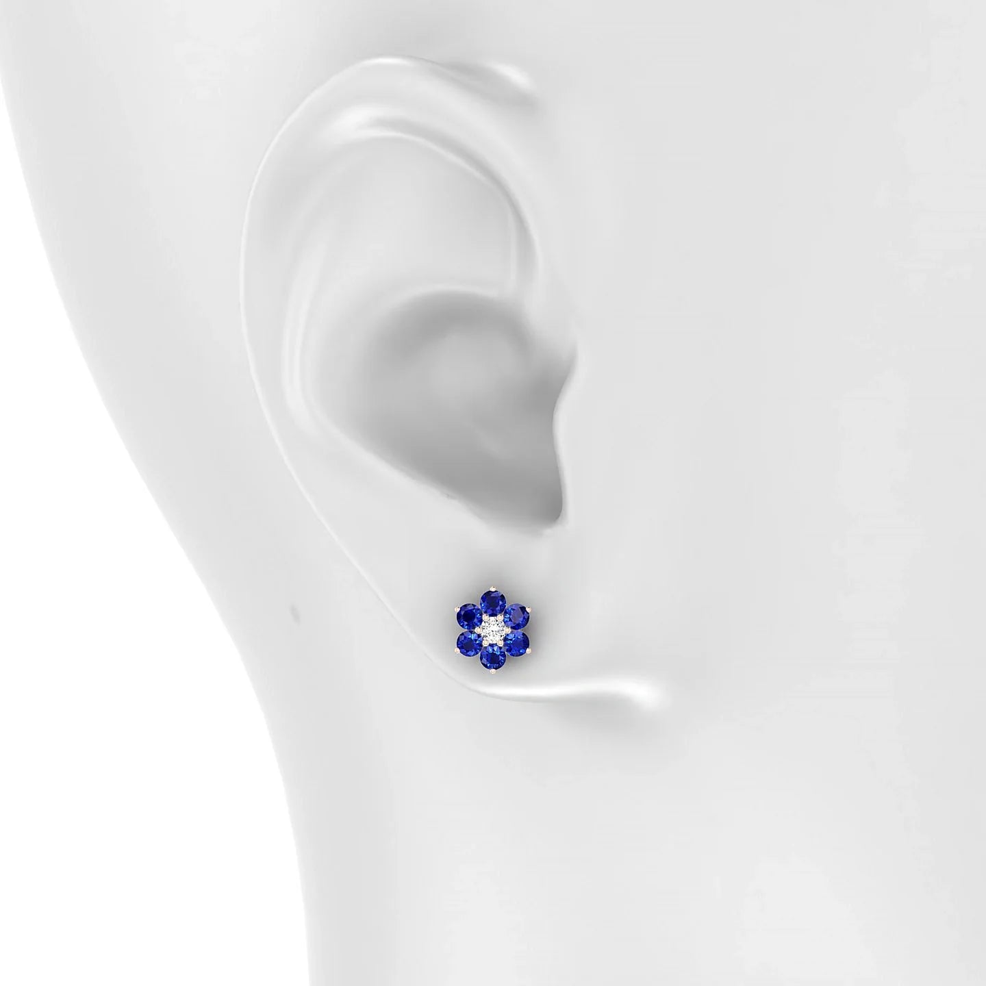 Bloom | 18k Rose Gold 2.5 mm Round Sapphire Earrings