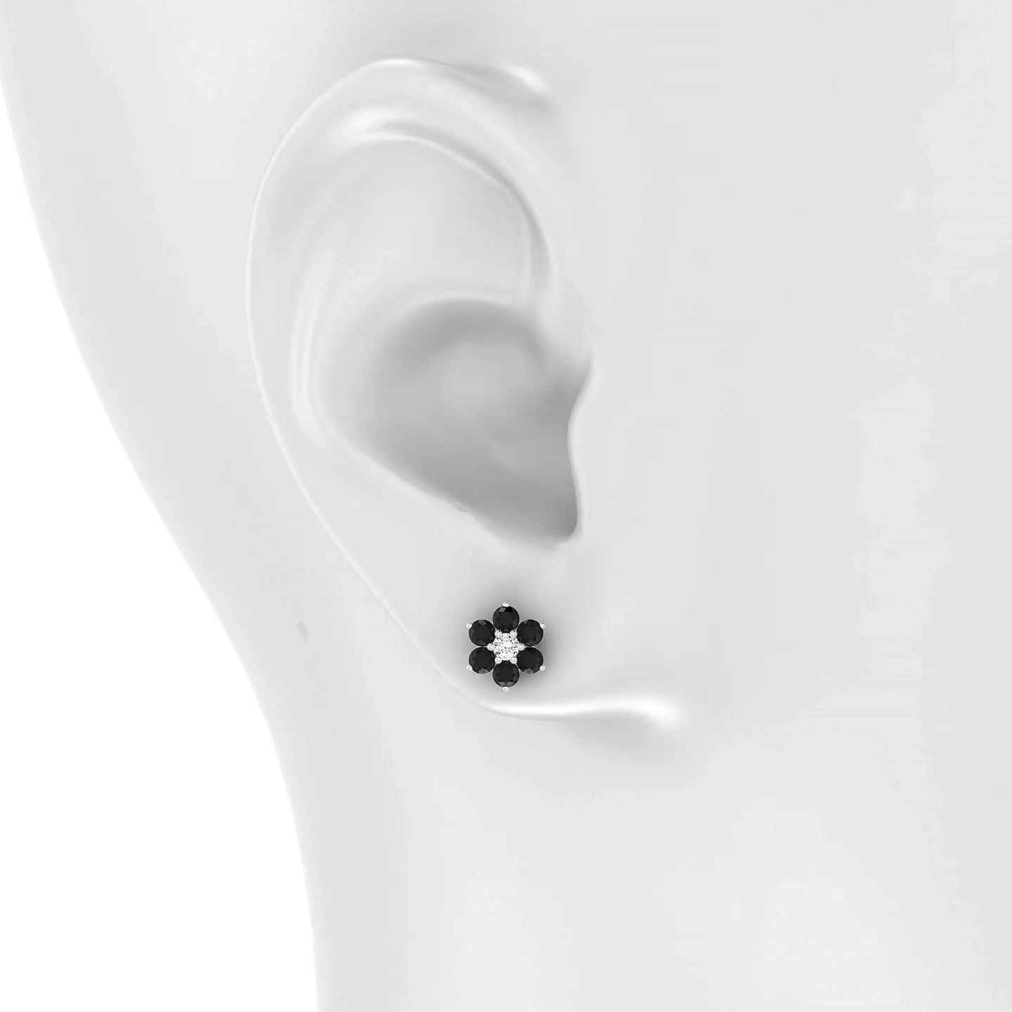 Bloom | 18k White Gold 2.5 mm Round Black Diamond Earrings