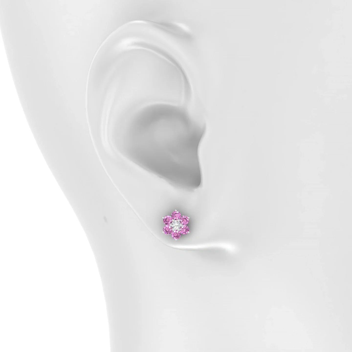 Bloom | 18k White Gold 2.5 mm Round Pink Sapphire Earrings