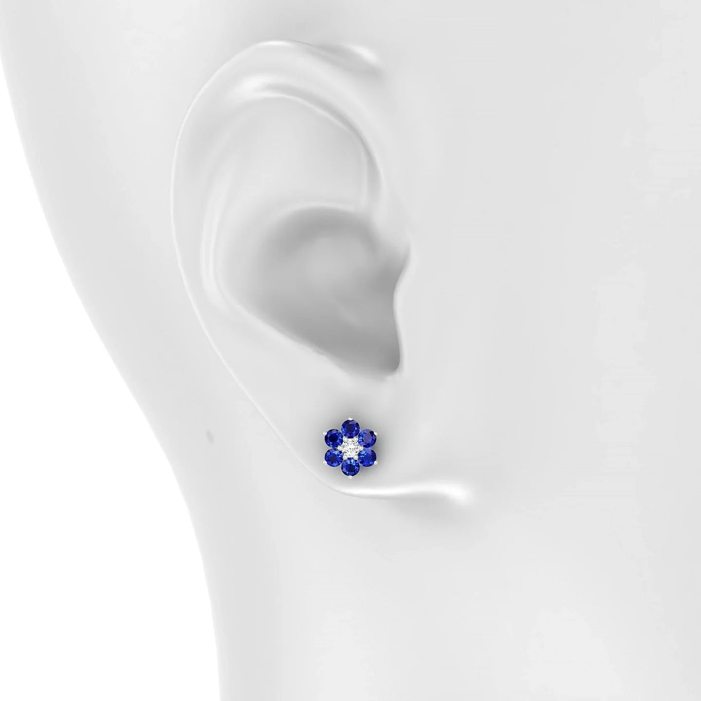Bloom | 18k White Gold 2.5 mm Round Sapphire Earrings