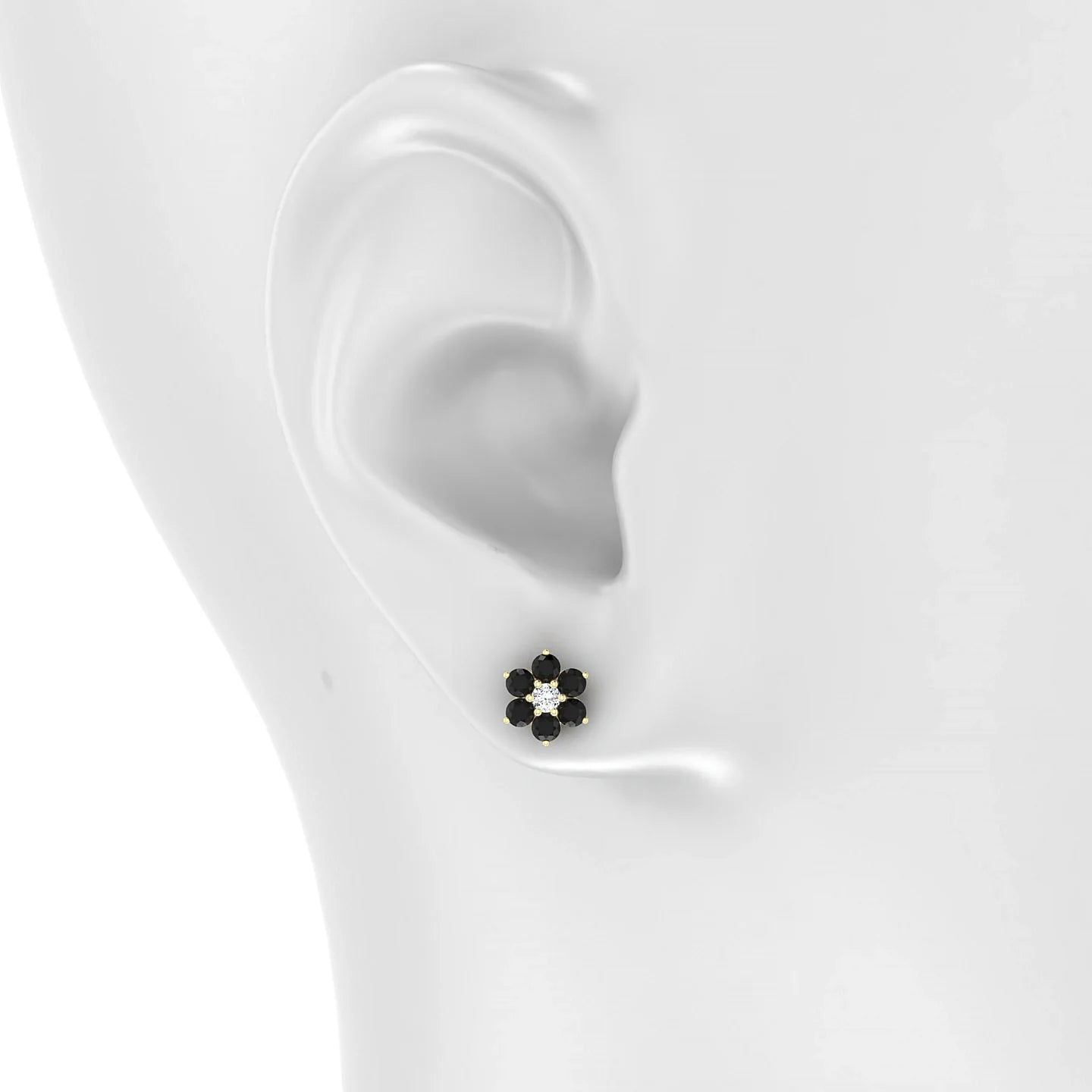 Bloom | 18k Yellow Gold 2.5 mm Round Black Diamond Earrings