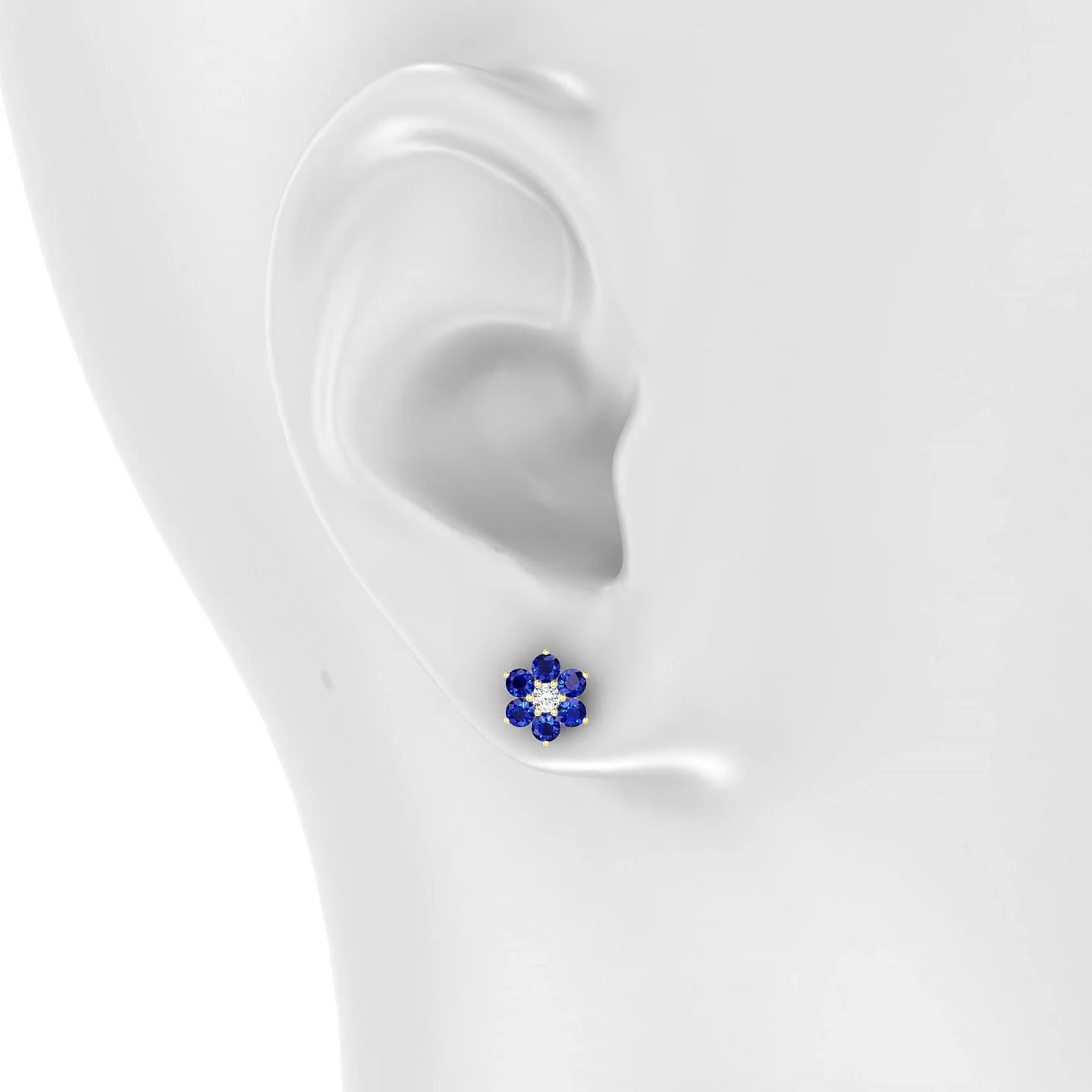 Bloom | 18k Yellow Gold 2.5 mm Round Sapphire Earrings