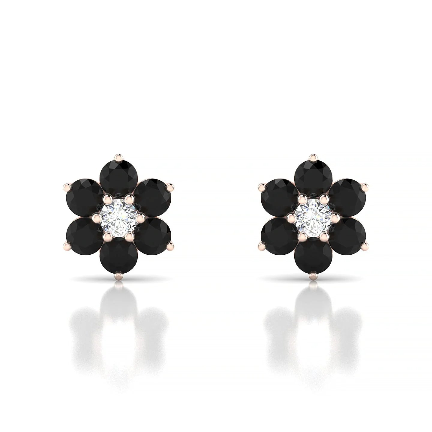 Bloom | 18k Rose Gold 3 mm Round Black Diamond Earrings
