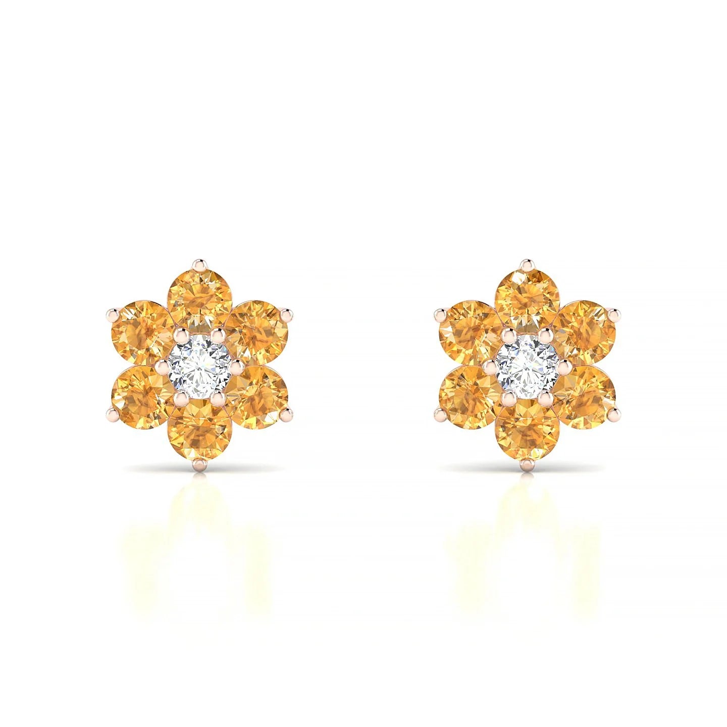 Bloom | 18k Rose Gold 3 mm Round Citrine Earrings