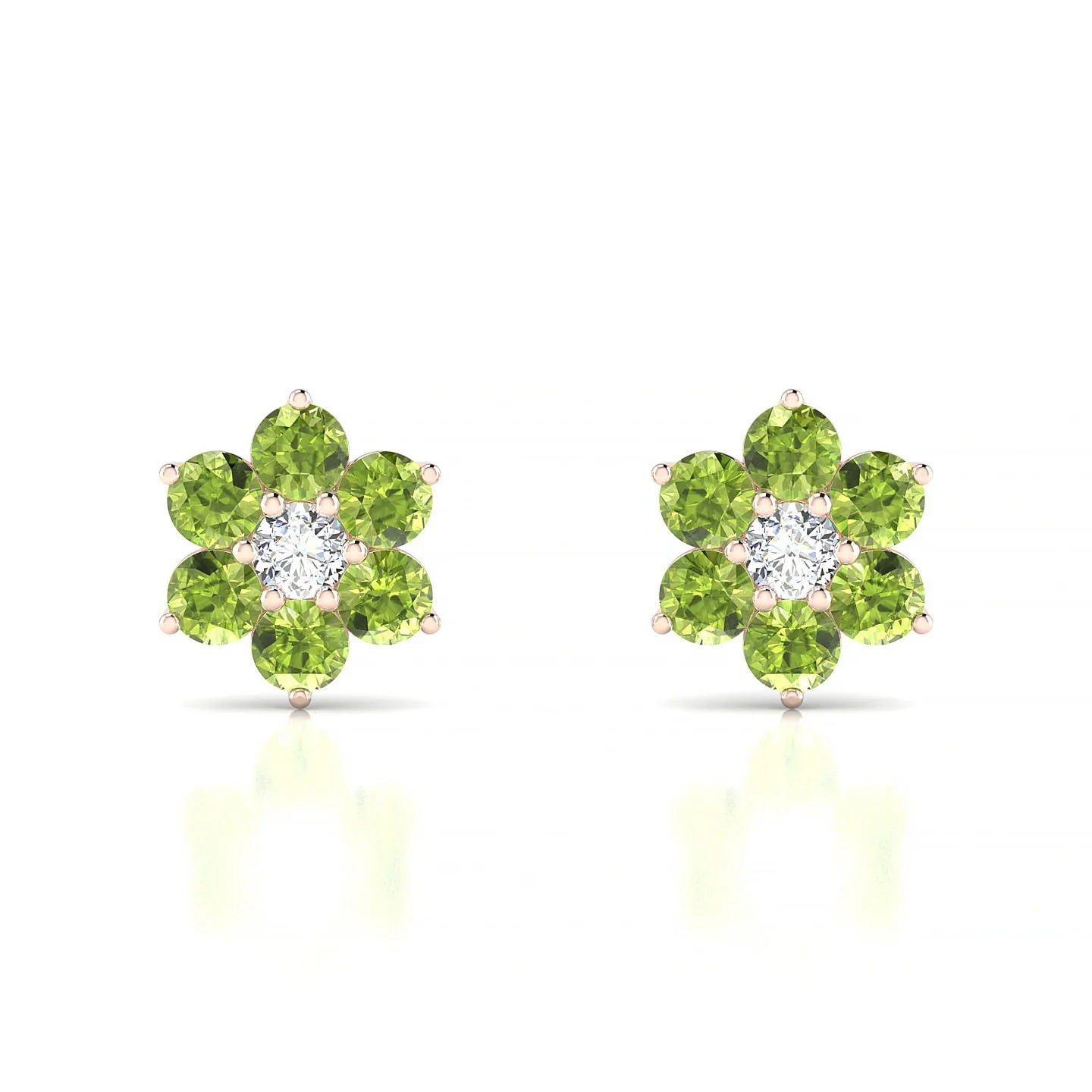 Bloom | 18k Rose Gold 3 mm Round Peridot Earrings