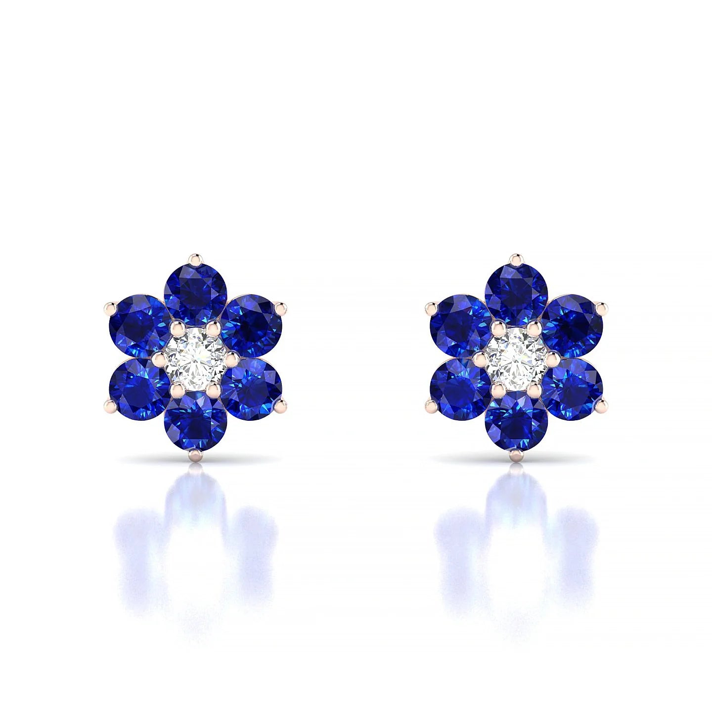 Bloom | 18k Rose Gold 3 mm Round Sapphire Earrings