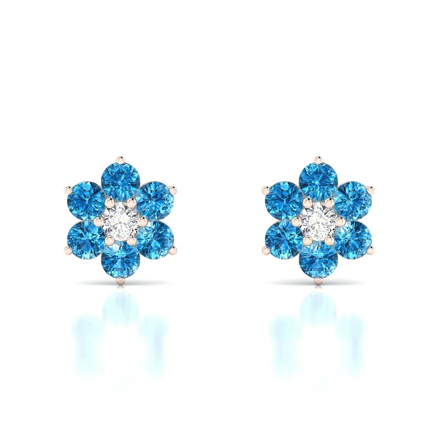 Bloom | 18k Rose Gold 3 mm Round Topaz Earrings