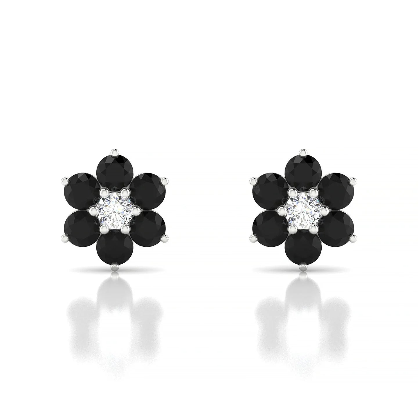 Bloom | 18k White Gold 3 mm Round Black Diamond Earrings