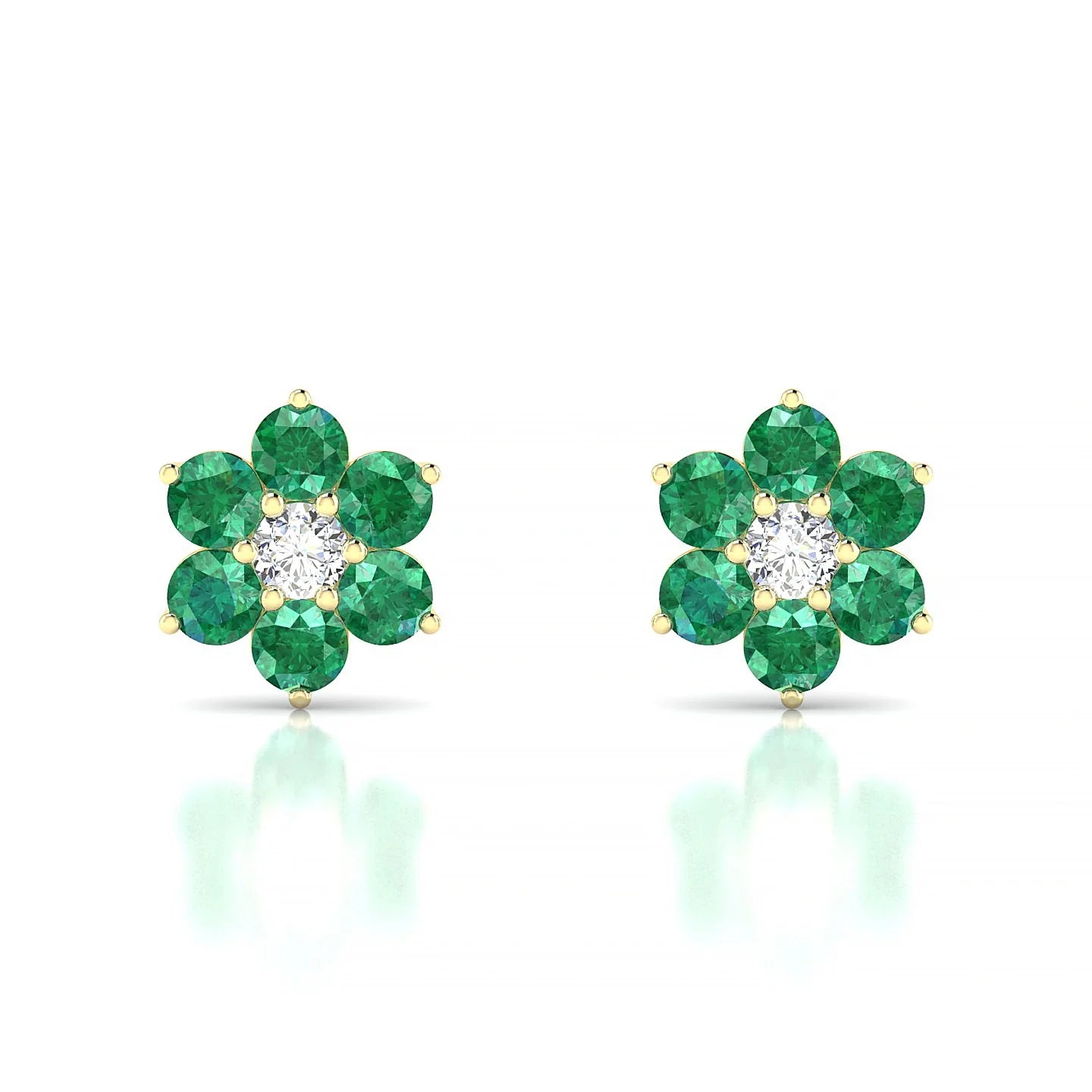 Bloom | 18k Yellow Gold 3 mm Round Emerald Earrings