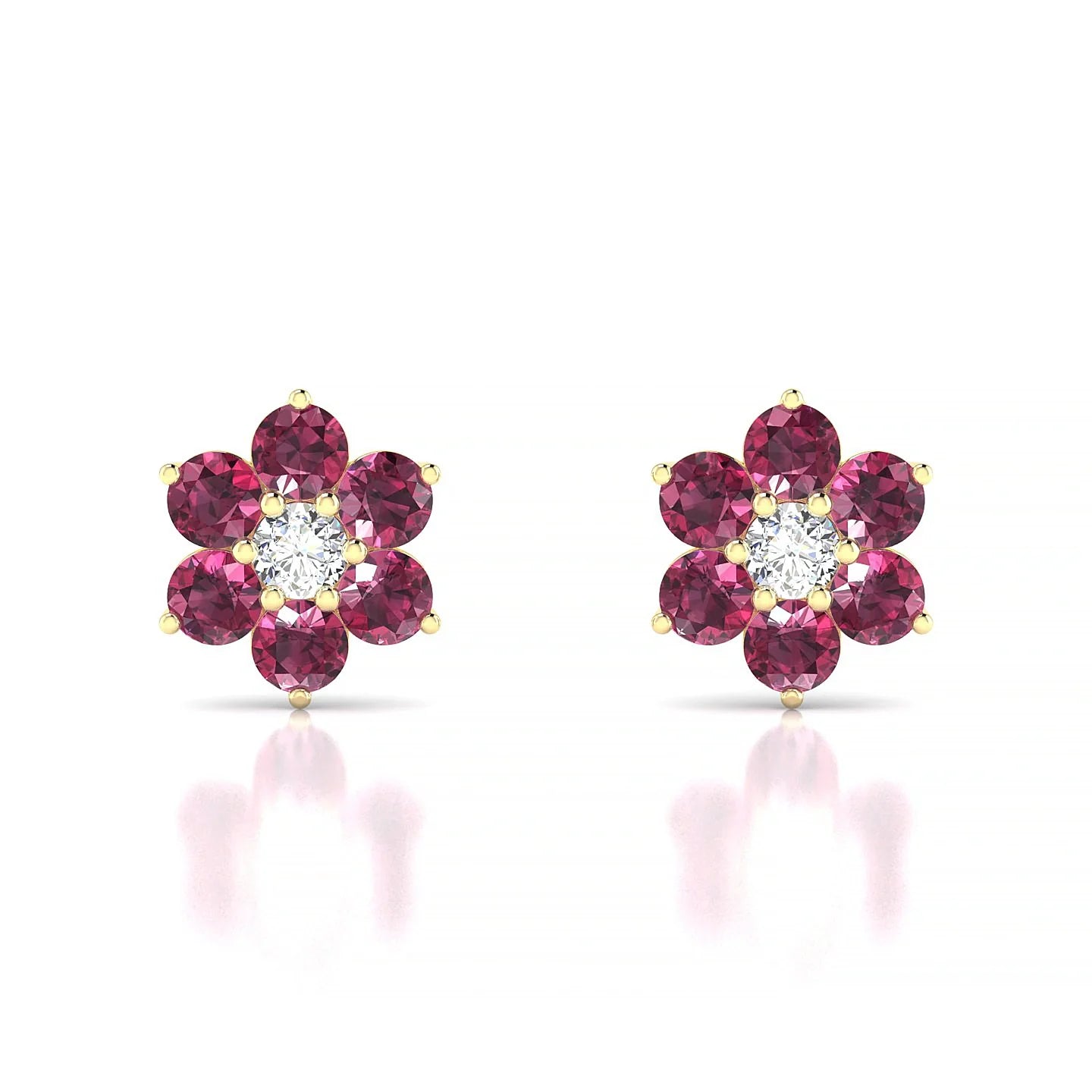 Bloom | 18k Yellow Gold 3 mm Round Rhodolite Earrings