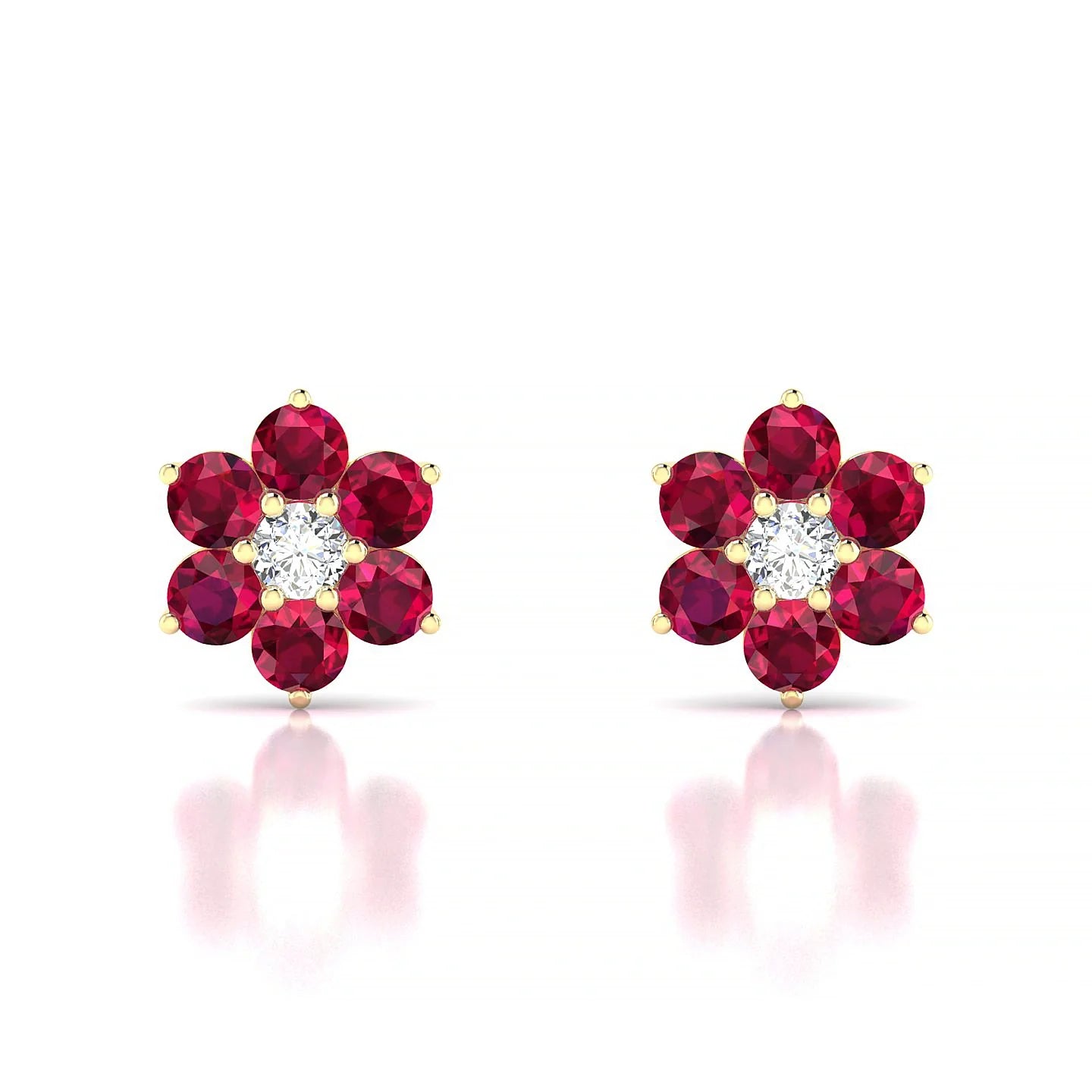 Bloom | 18k Yellow Gold 3 mm Round Ruby Earrings