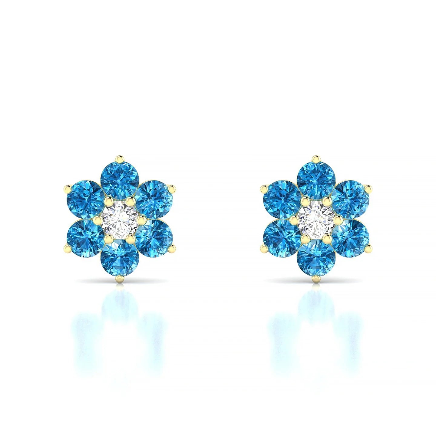 Bloom | 18k Yellow Gold 3 mm Round Topaz Earrings