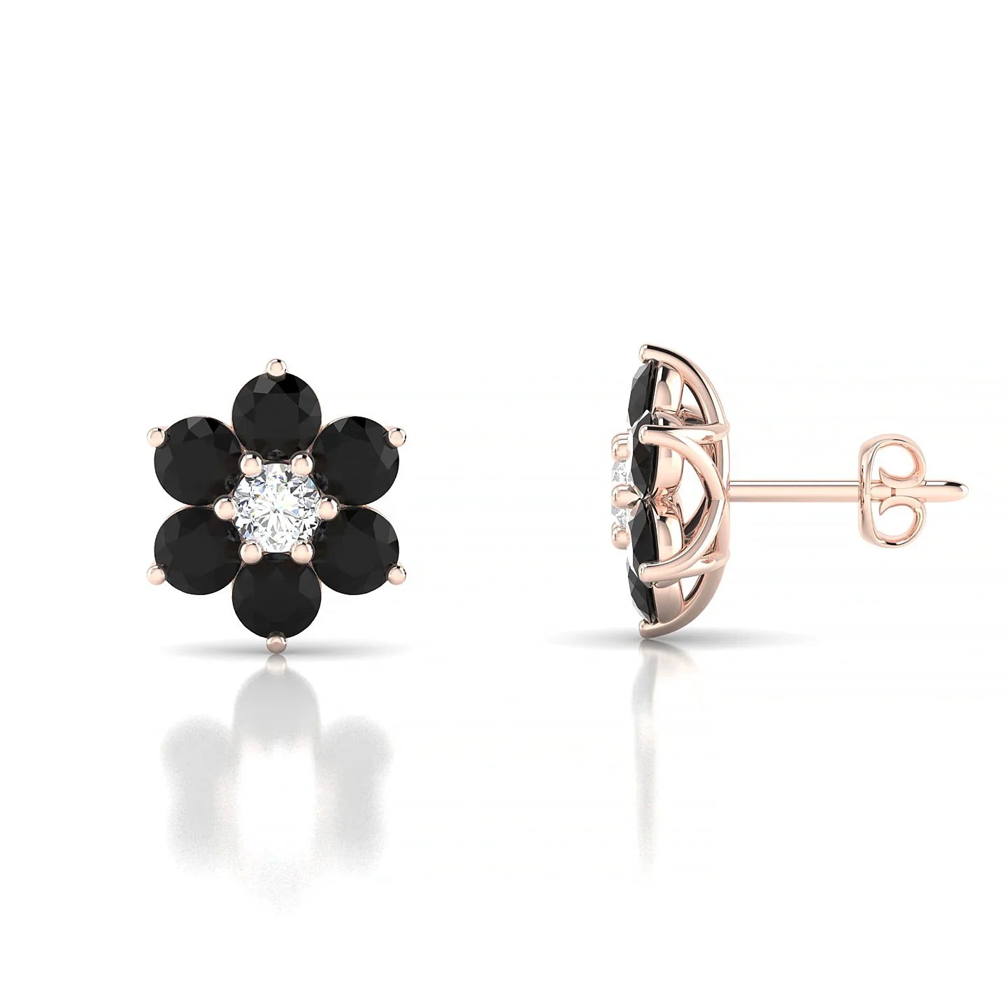 Bloom | 18k Rose Gold 3 mm Round Black Diamond Earrings