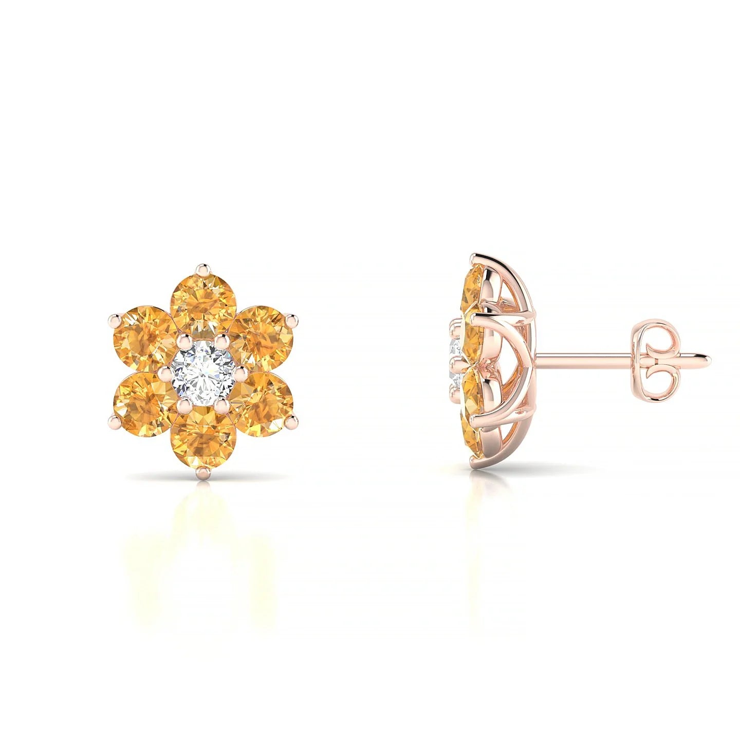 Bloom | 18k Rose Gold 3 mm Round Citrine Earrings