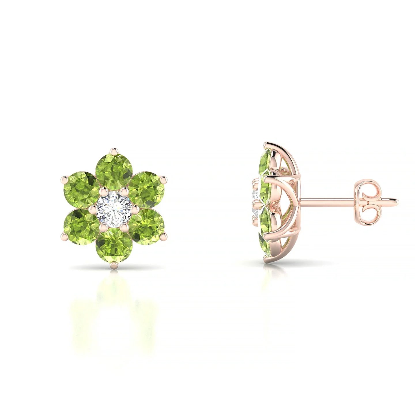 Bloom | 18k Rose Gold 3 mm Round Peridot Earrings