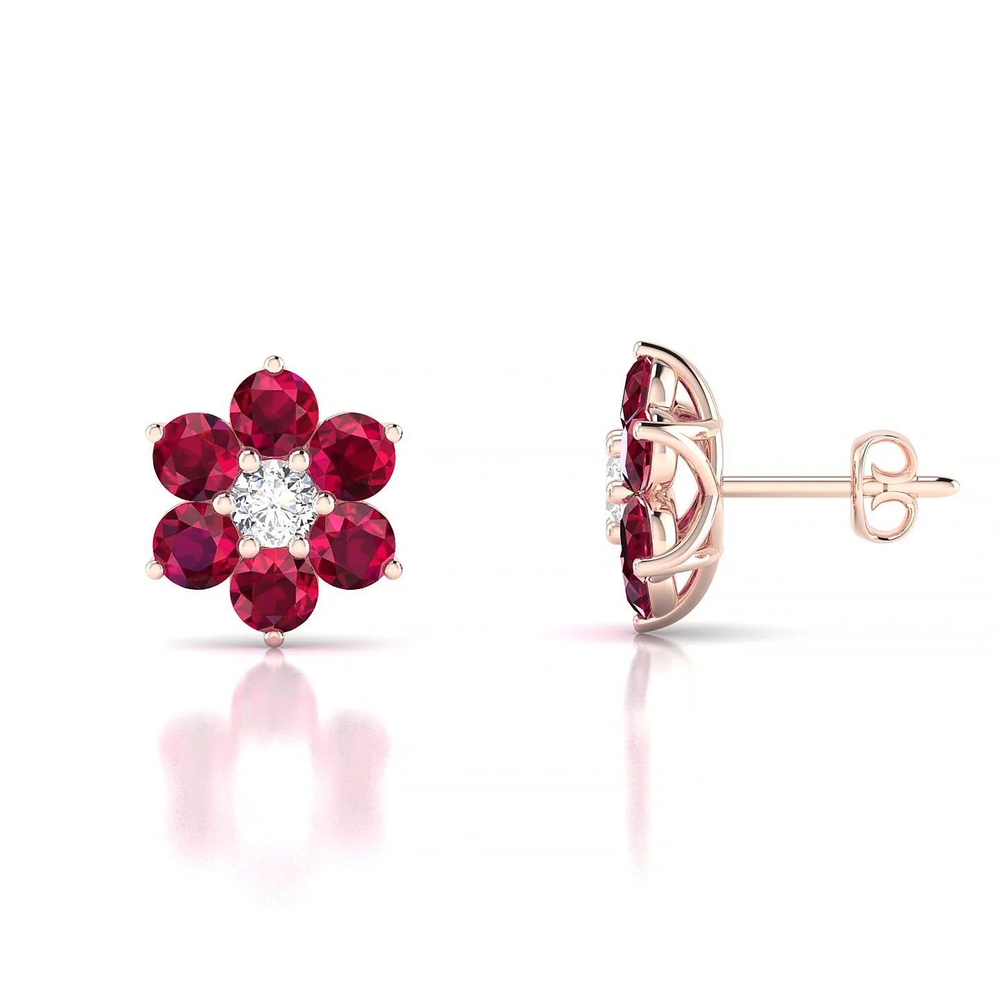 Bloom | 18k Rose Gold 3 mm Round Ruby Earrings