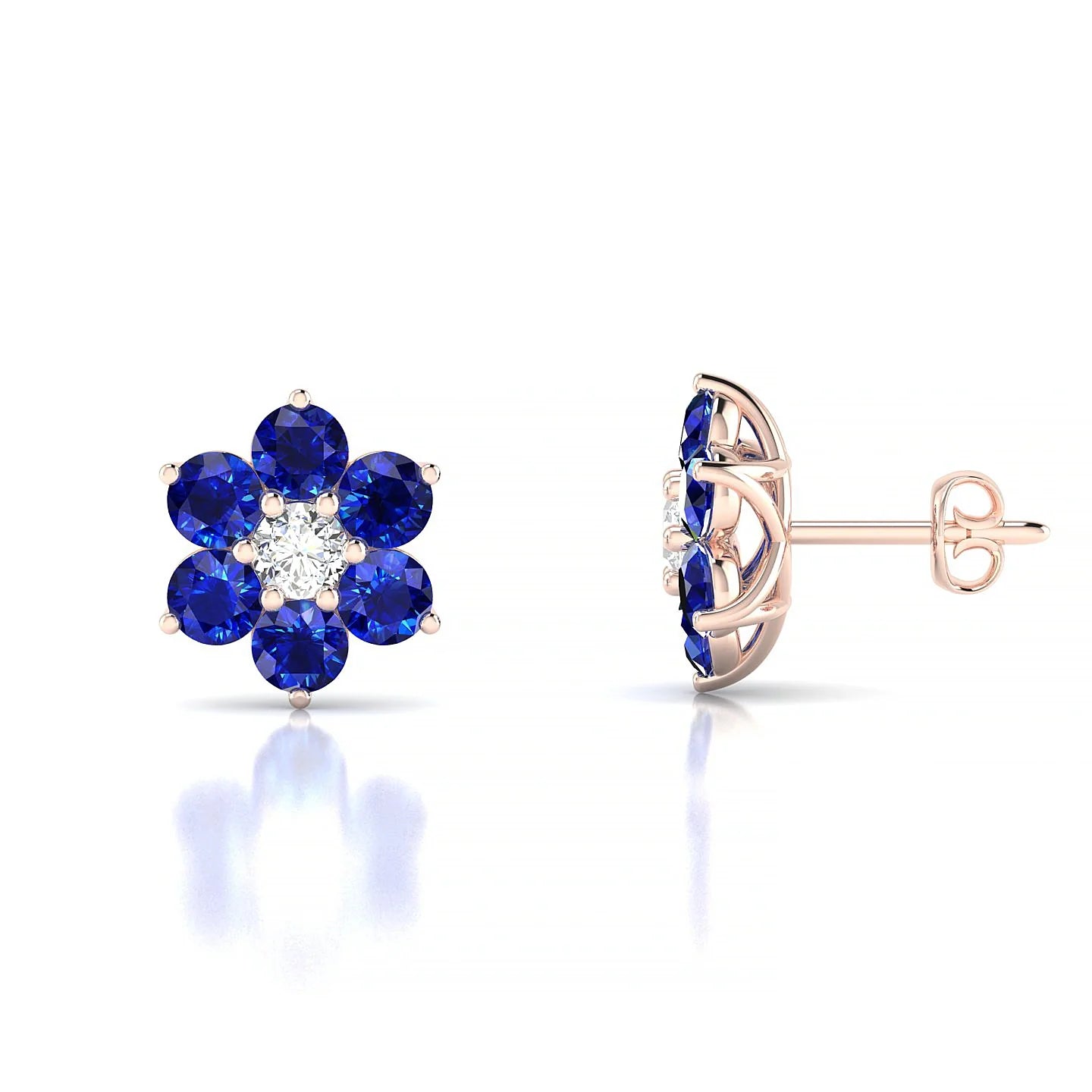 Bloom | 18k Rose Gold 3 mm Round Sapphire Earrings