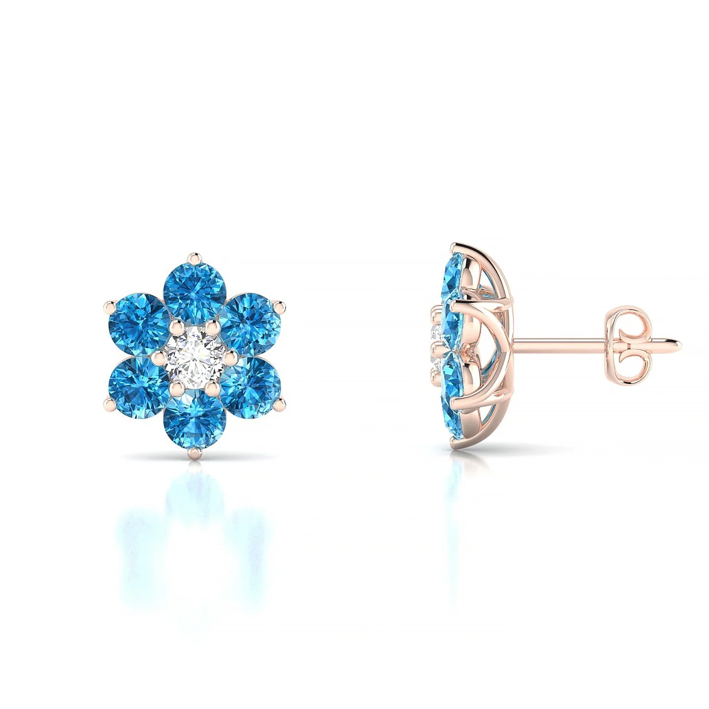 Bloom | 18k Rose Gold 3 mm Round Topaz Earrings