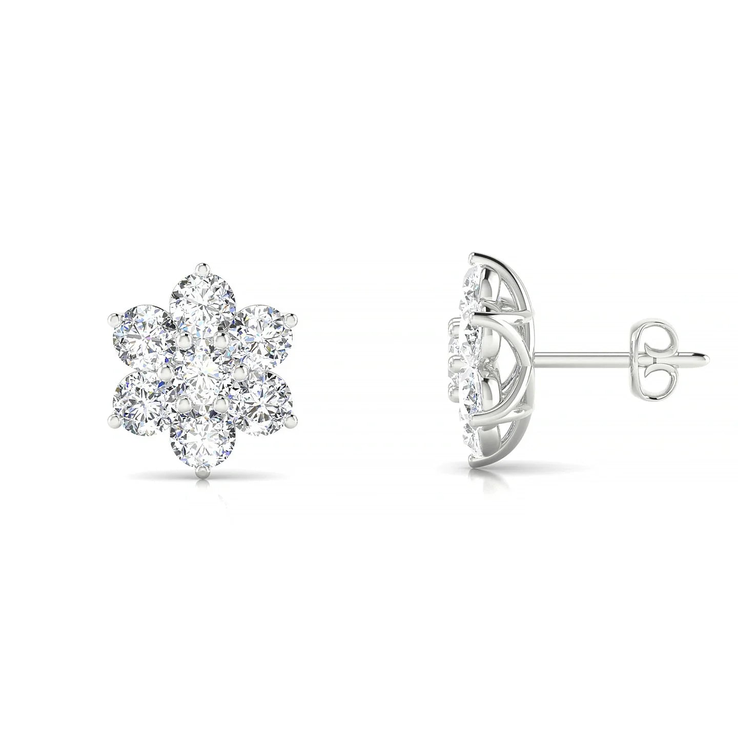 Bloom | 18k White Gold 3 mm Round Diamond Earrings