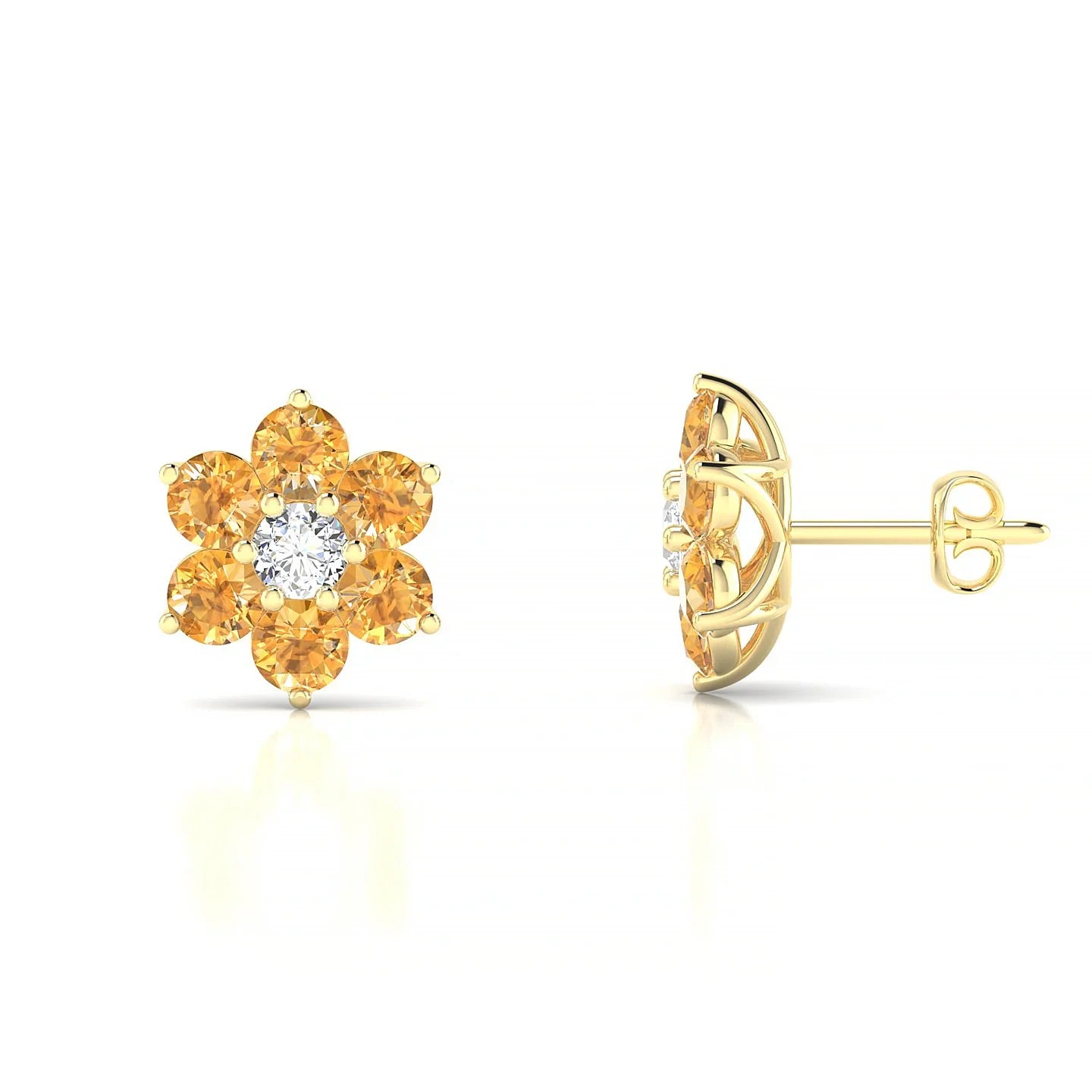 Bloom | 18k Yellow Gold 3 mm Round Citrine Earrings