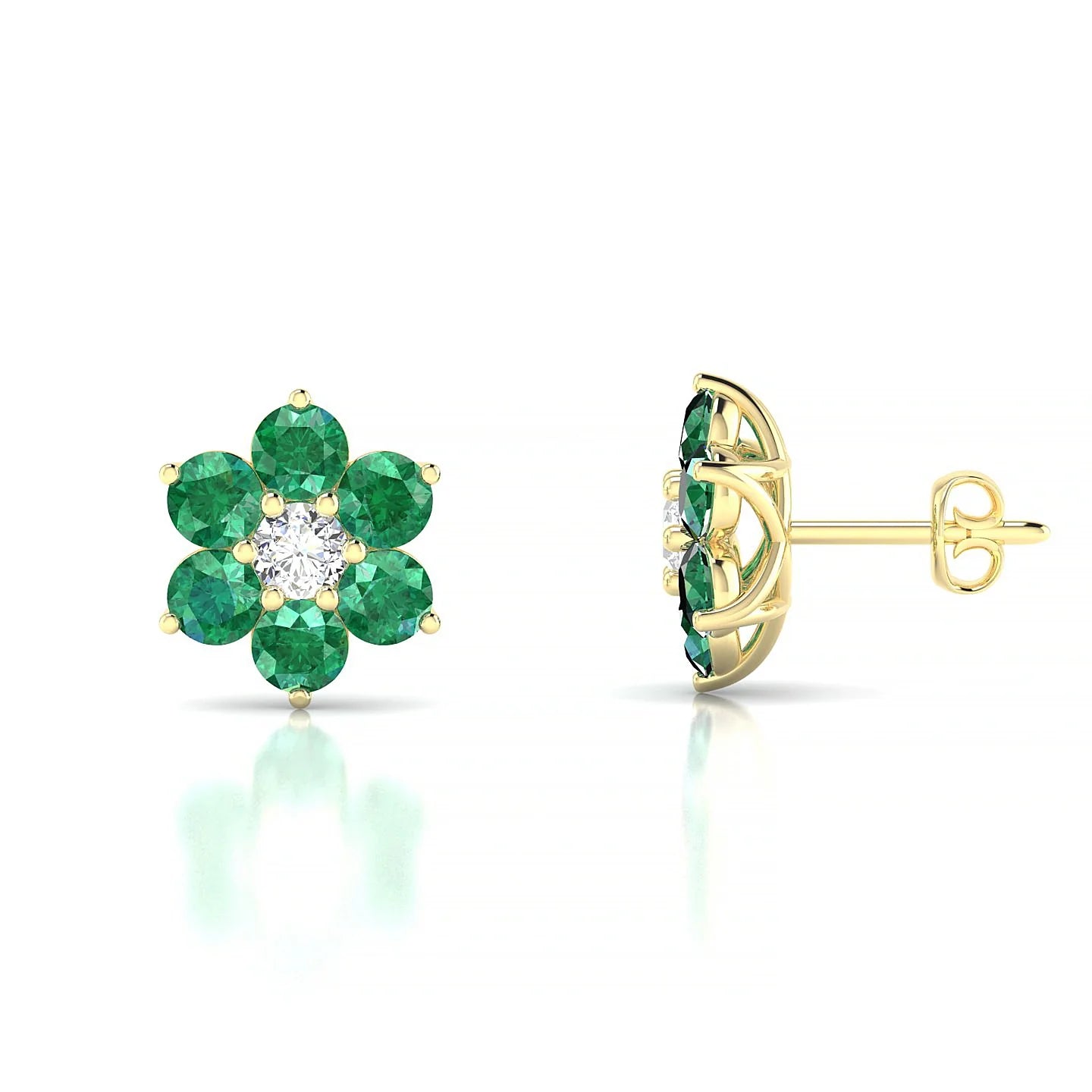 Bloom | 18k Yellow Gold 3 mm Round Emerald Earrings