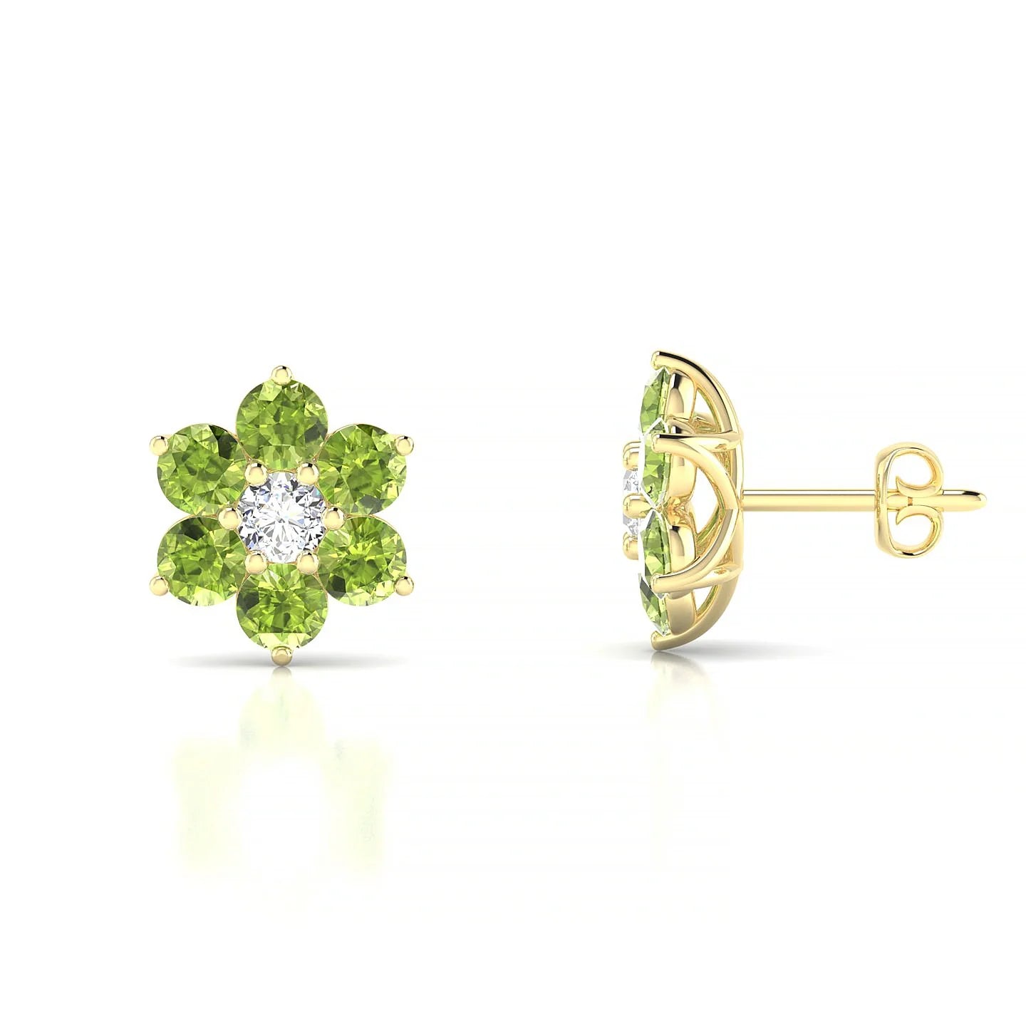 Bloom | 18k Yellow Gold 3 mm Round Peridot Earrings