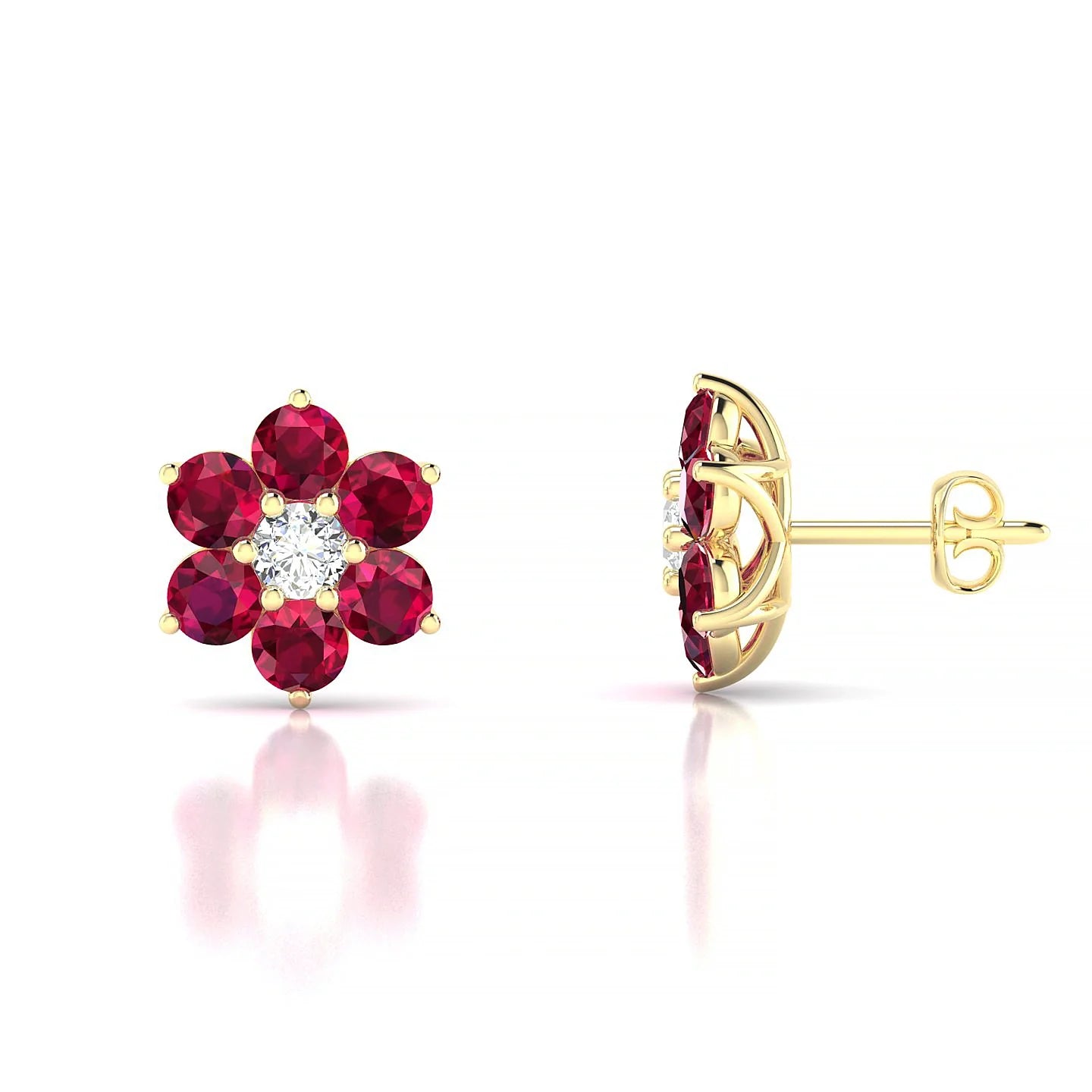 Bloom | 18k Yellow Gold 3 mm Round Ruby Earrings