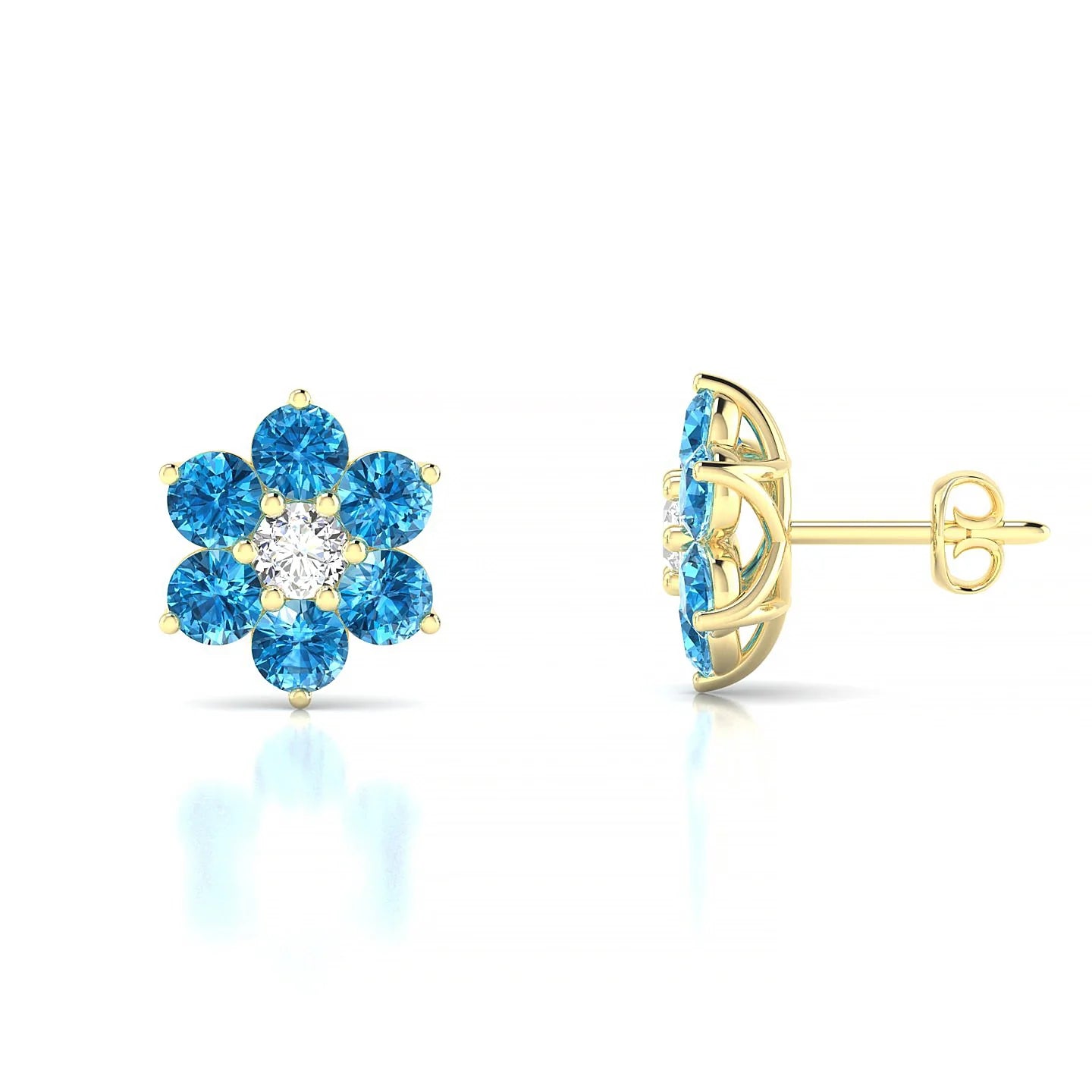 Bloom | 18k Yellow Gold 3 mm Round Topaz Earrings