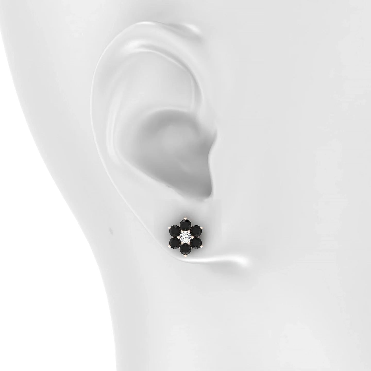 Bloom | 18k Rose Gold 3 mm Round Black Diamond Earrings