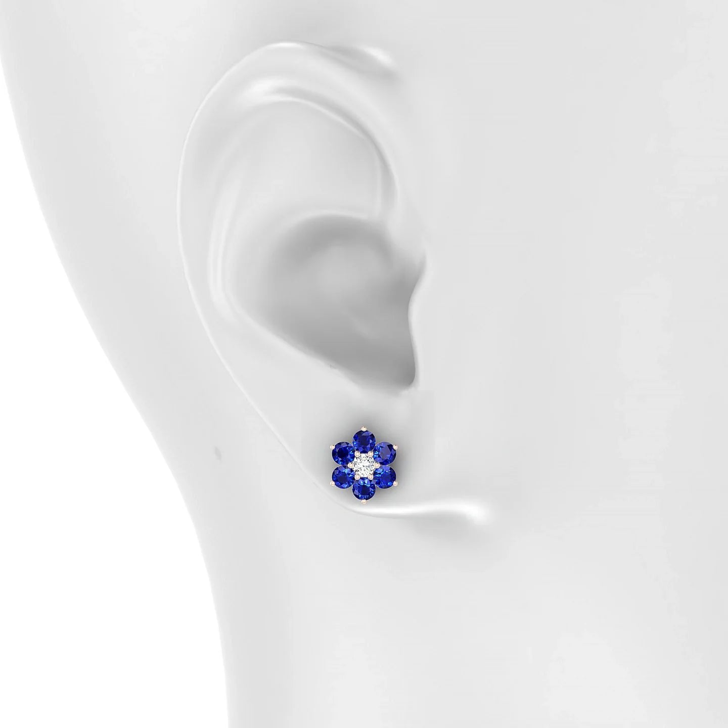Bloom | 18k Rose Gold 3 mm Round Sapphire Earrings