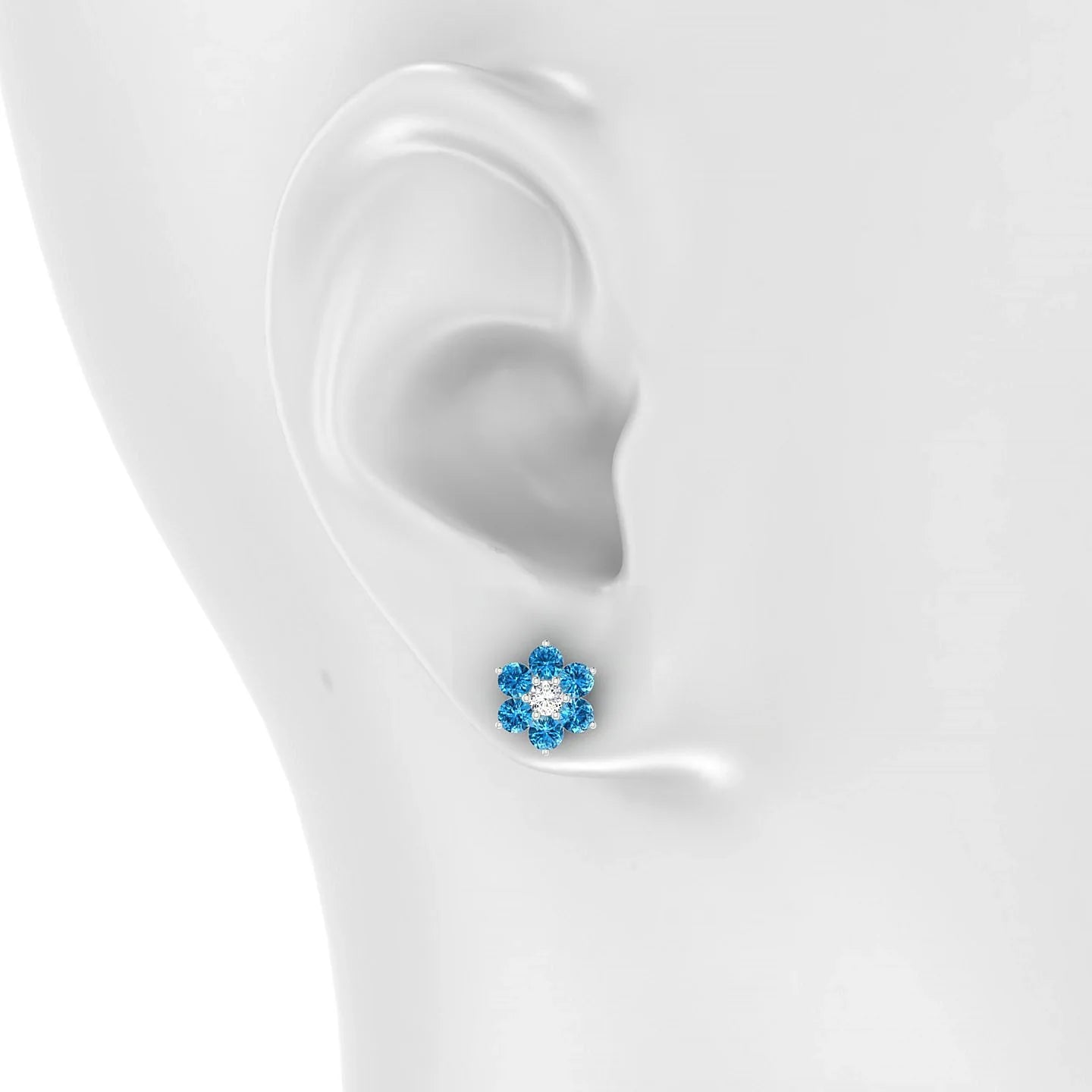 Bloom | 18k White Gold 3 mm Round Topaz Earrings