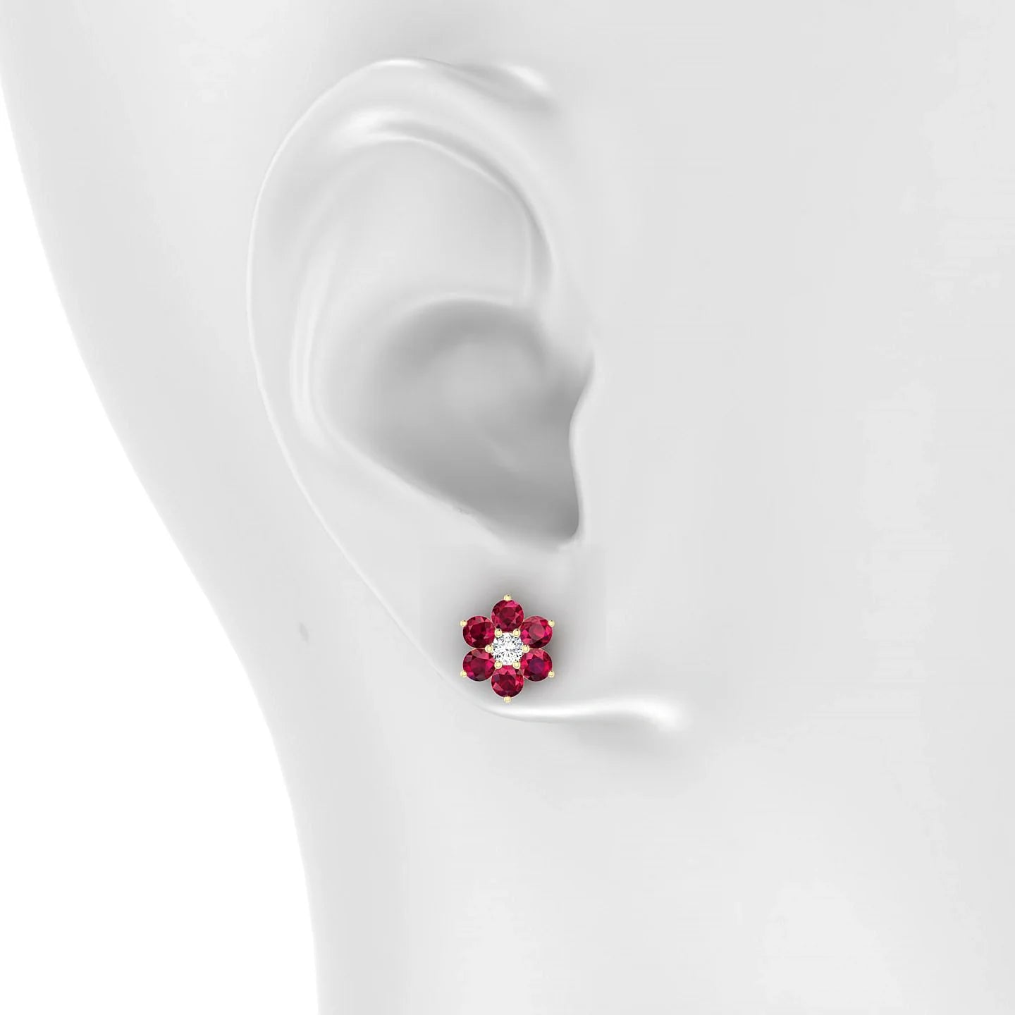 Bloom | 18k Yellow Gold 3 mm Round Ruby Earrings