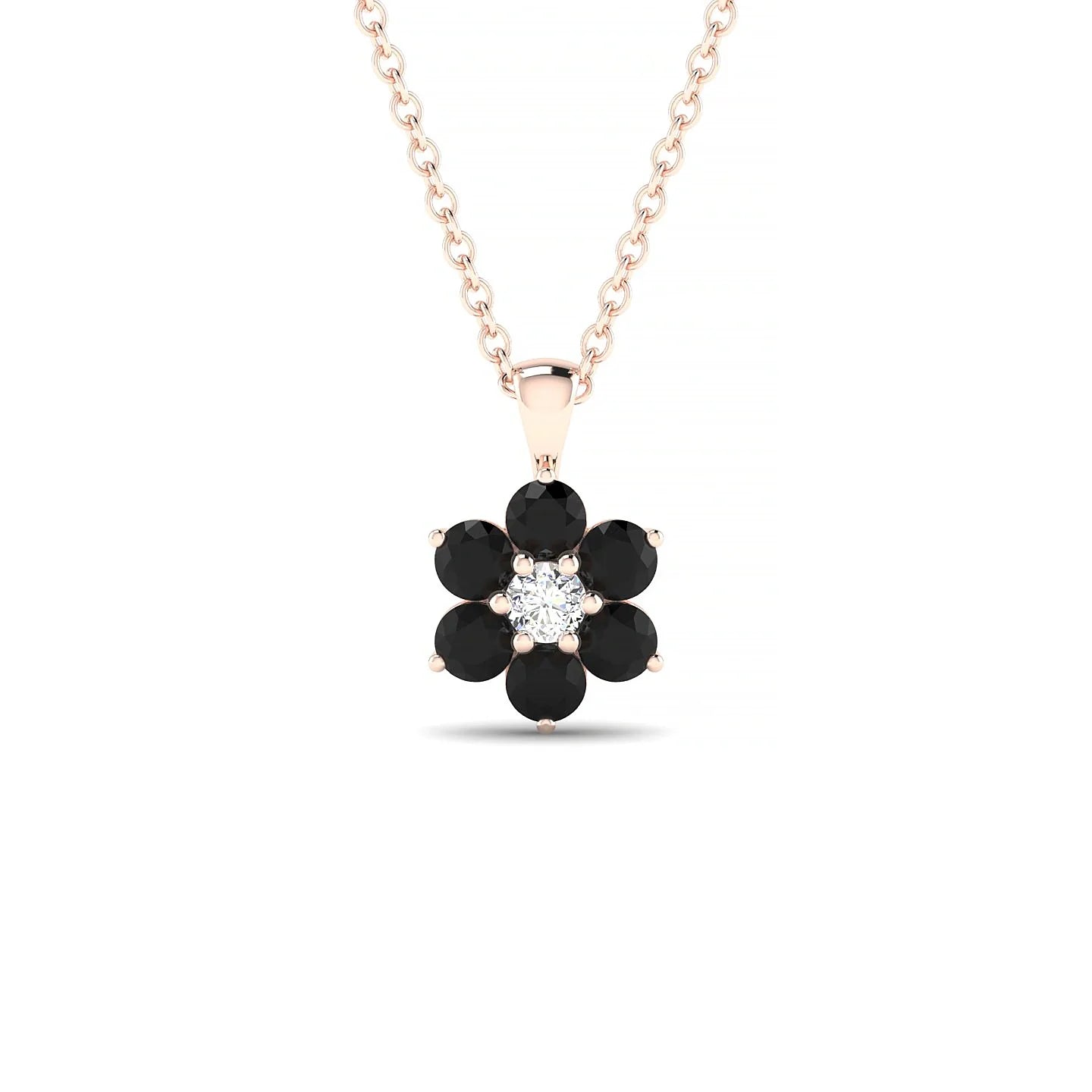 Bloom | 18k Rose Gold 2.5 mm Round Black Diamond Pendant