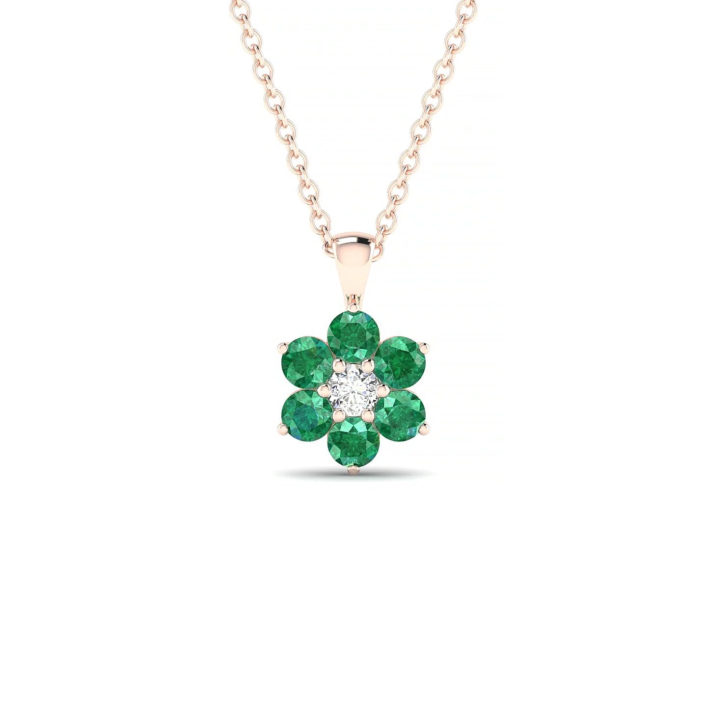 Bloom | 18k Rose Gold 2.5 mm Round Emerald Pendant