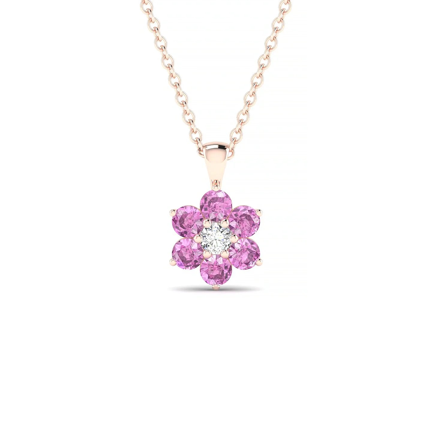 Bloom | 18k Rose Gold 2.5 mm Round Pink Sapphire Pendant