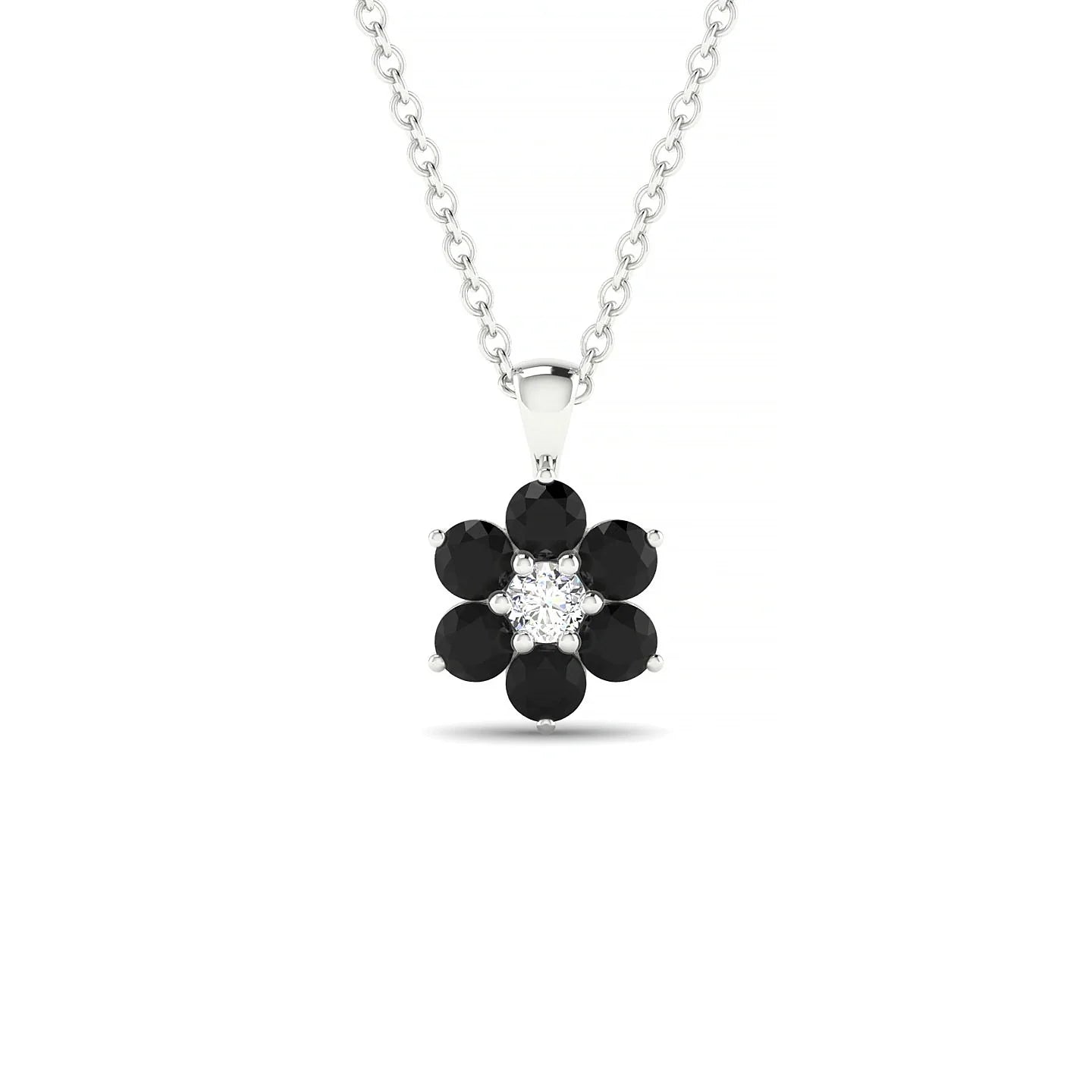 Bloom | 18k White Gold 2.5 mm Round Black Diamond Pendant