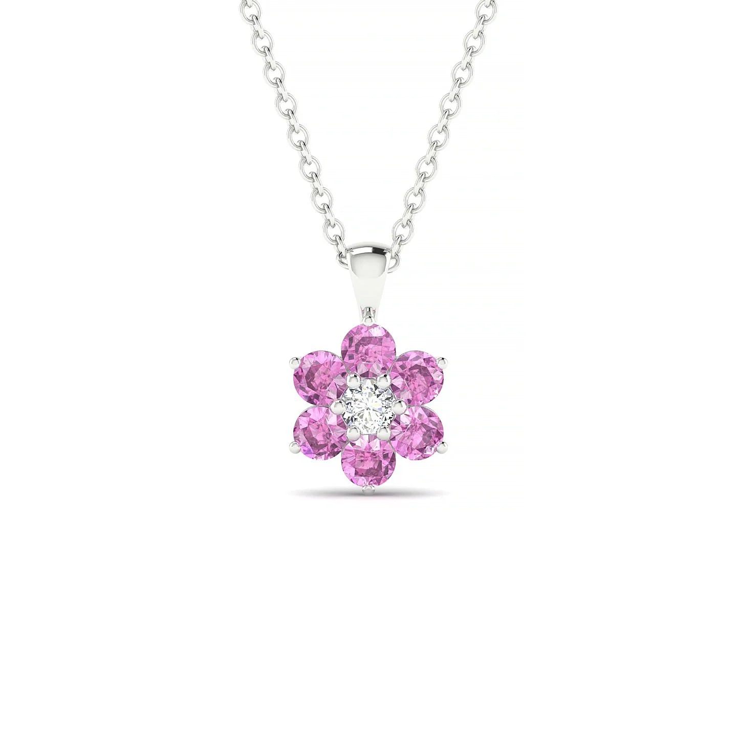 Bloom | 18k White Gold 2.5 mm Round Pink Sapphire Pendant