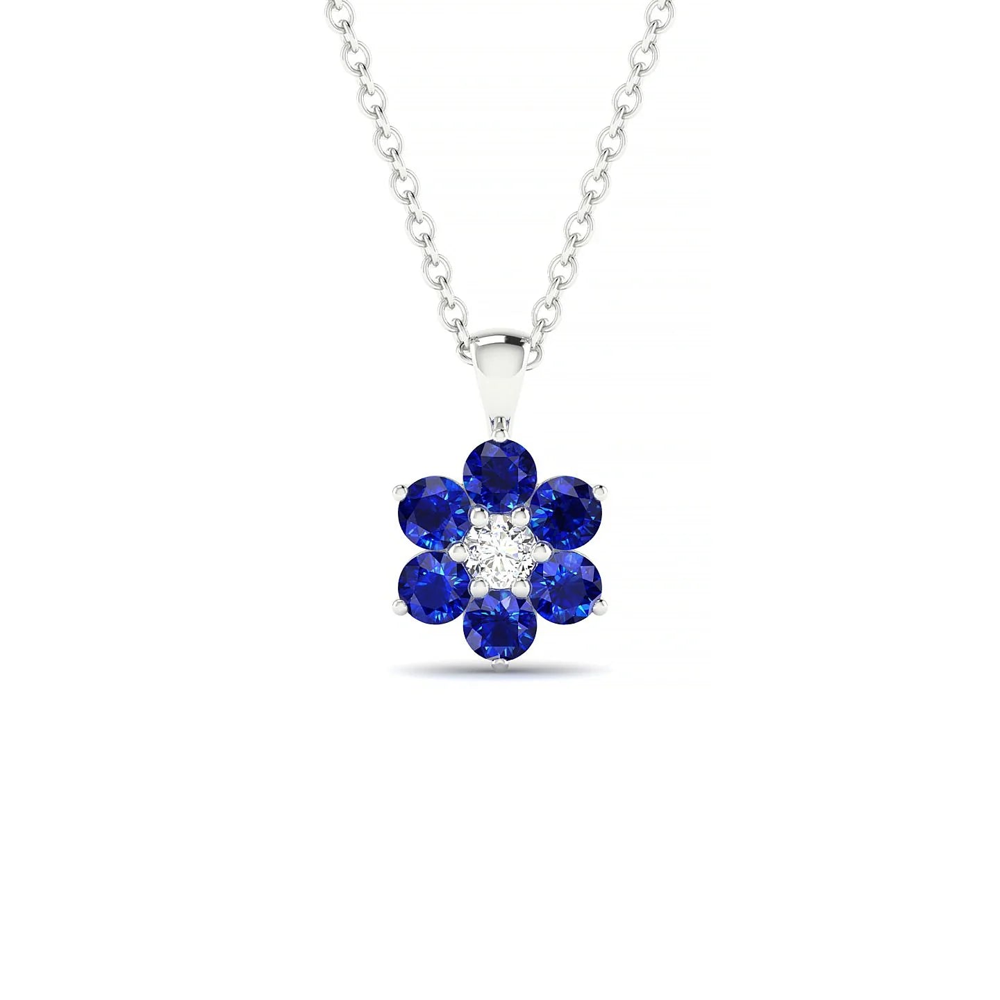 Bloom | 18k White Gold 2.5 mm Round Sapphire Pendant
