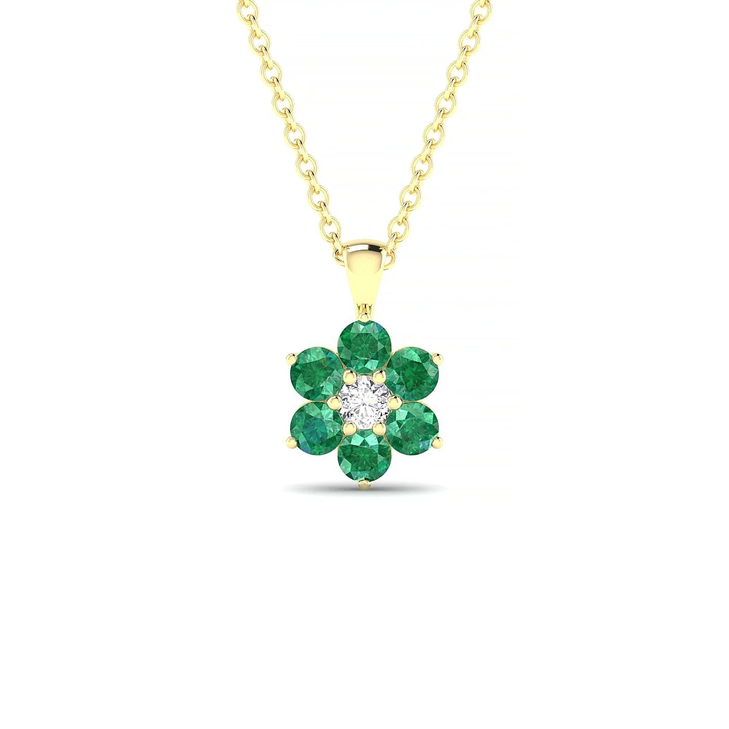 Bloom | 18k Yellow Gold 2.5 mm Round Emerald Pendant