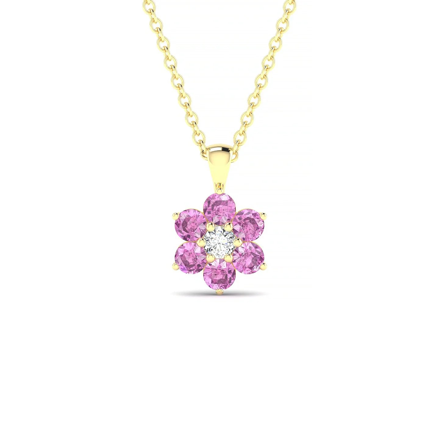 Bloom | 18k Yellow Gold 2.5 mm Round Pink Sapphire Pendant