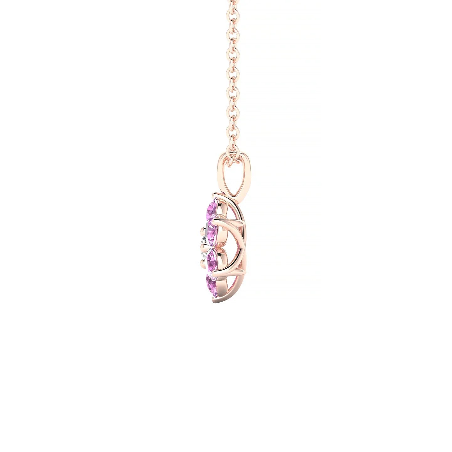 Bloom | 18k Rose Gold 2.5 mm Round Pink Sapphire Pendant