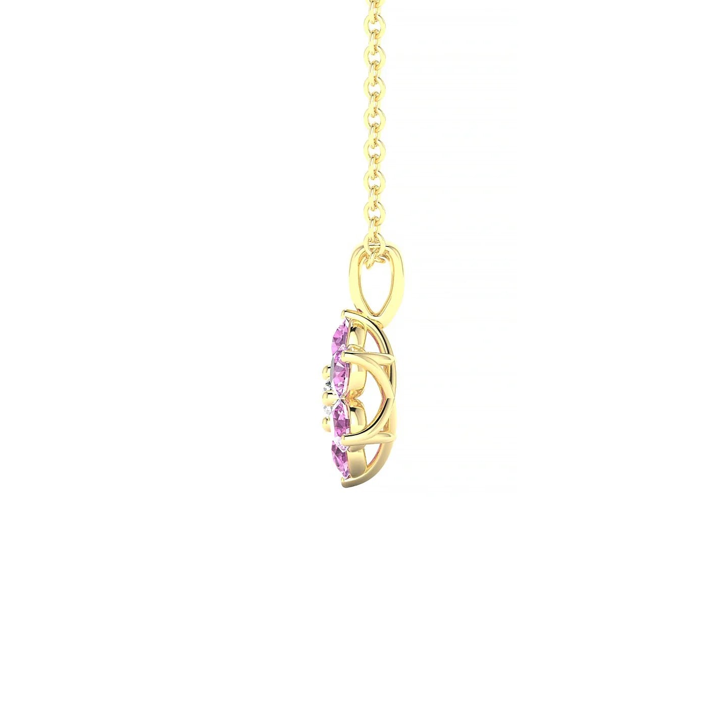 Bloom | 18k Yellow Gold 2.5 mm Round Pink Sapphire Pendant