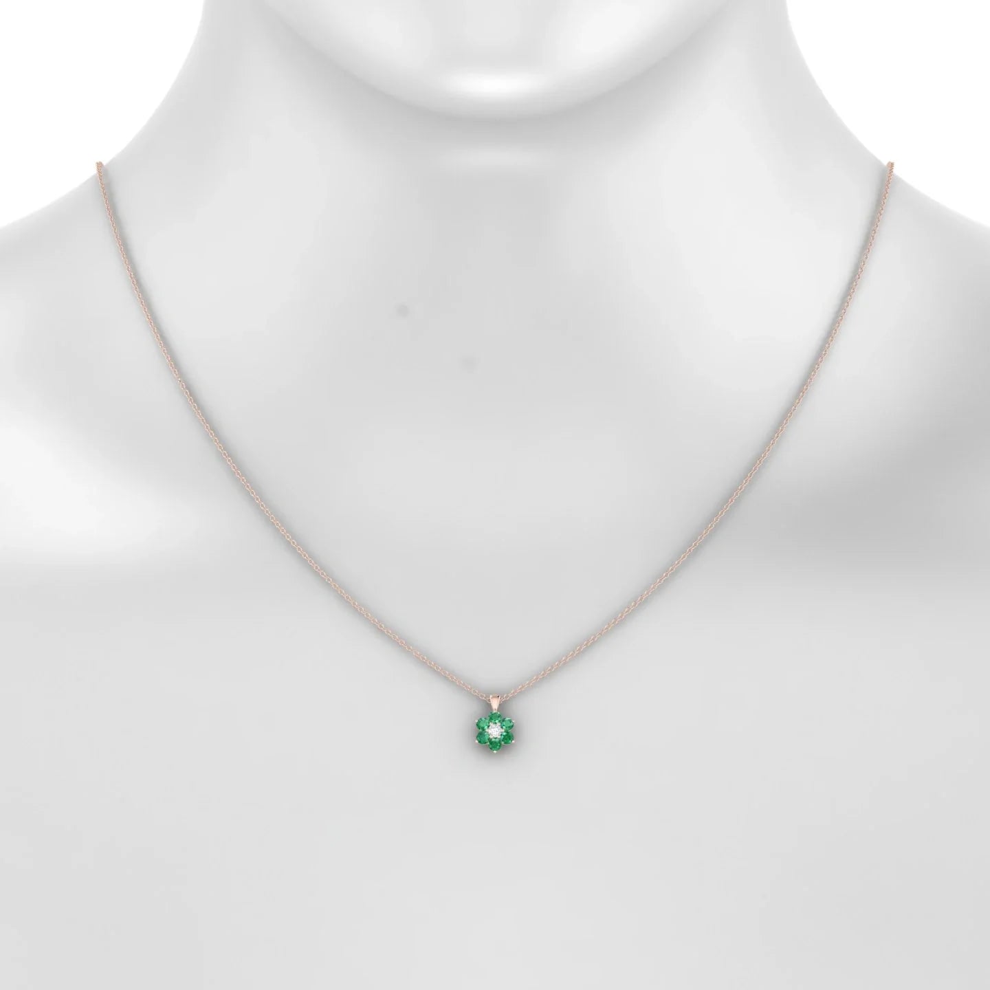 Bloom | 18k Rose Gold 2.5 mm Round Emerald Pendant