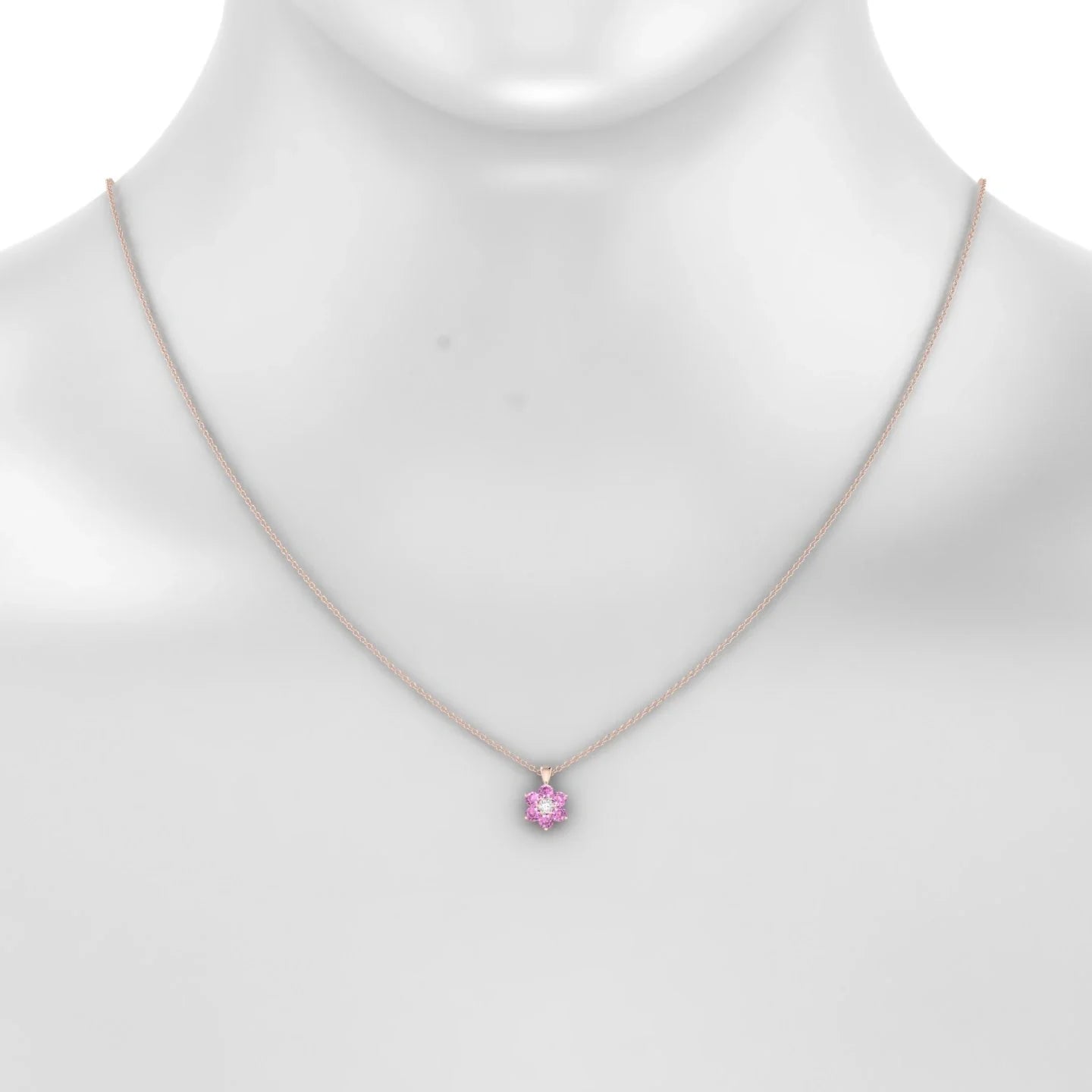 Bloom | 18k Rose Gold 2.5 mm Round Pink Sapphire Pendant