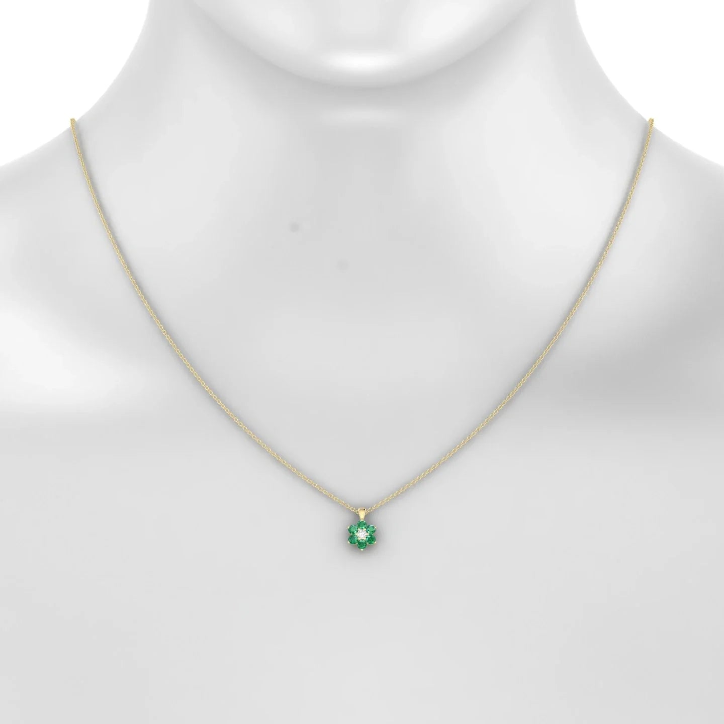 Bloom | 18k Yellow Gold 2.5 mm Round Emerald Pendant